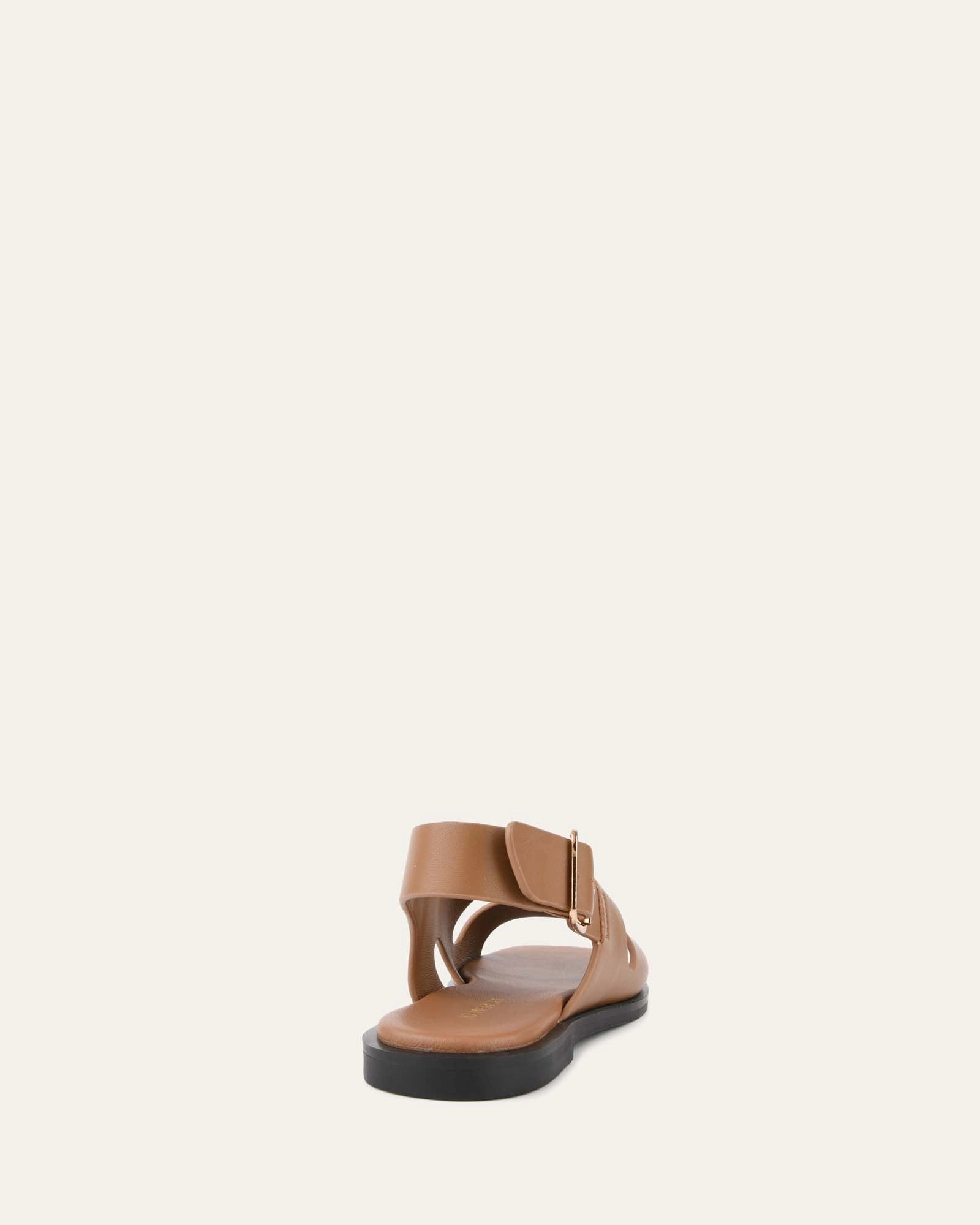 Dynamic Layerwear Core Style System Sadie Flat Sandals Caramel Leather