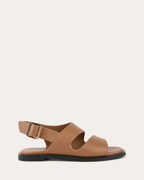 Shape Your Day Modern Motionwear Sadie Flat Sandals Caramel Leather