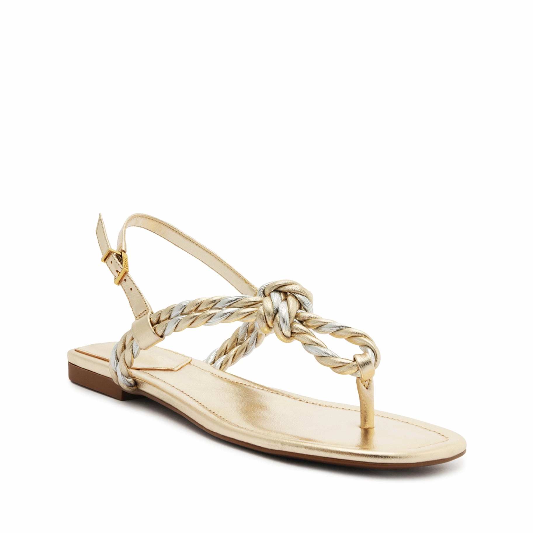 Sage Metallic Flat Sandal Form In Action