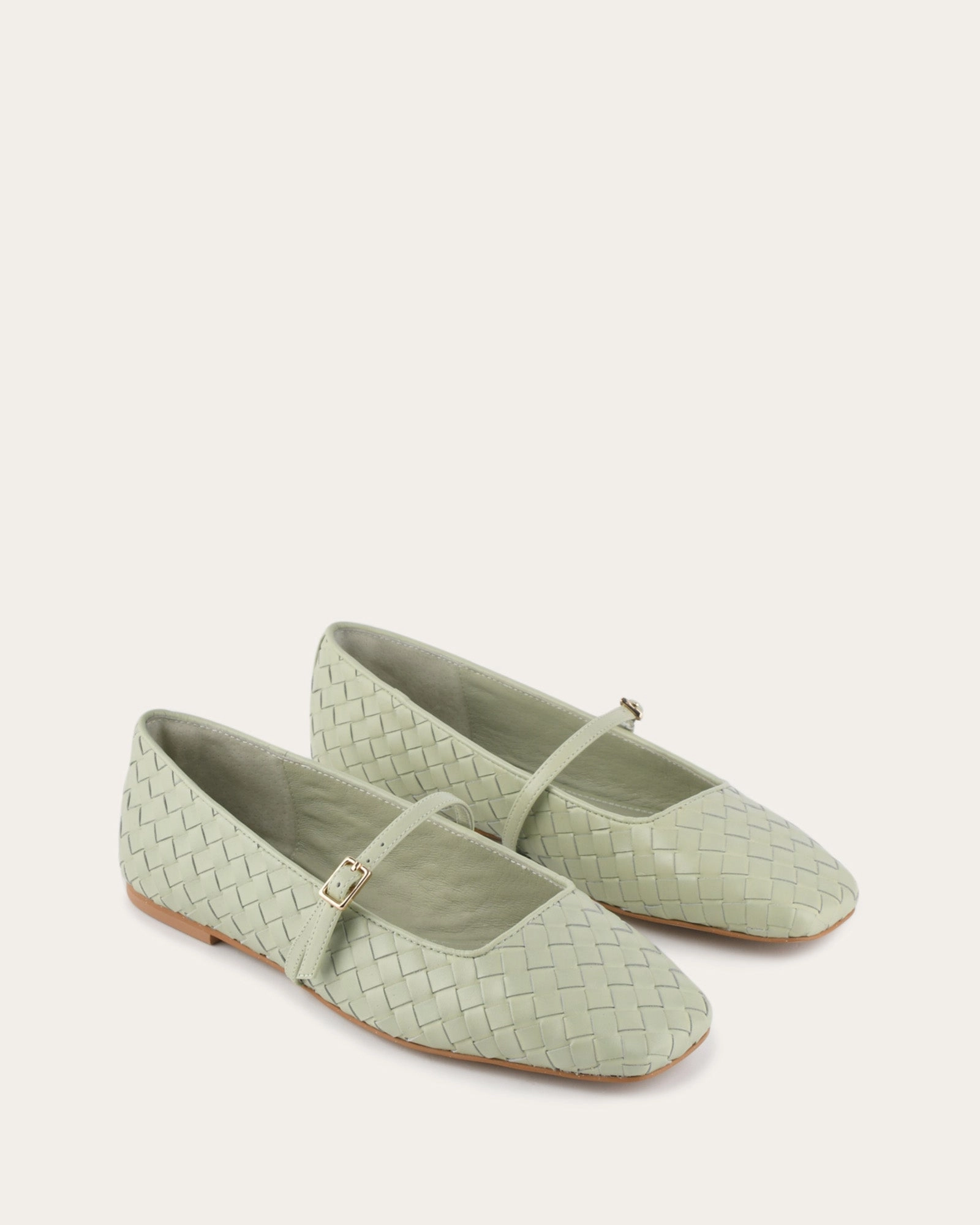 Sailor Ballet Flats Light Sage Leather Layer Smart Live-Core
