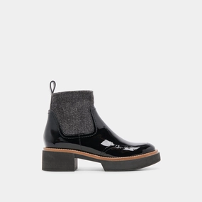 Saline H2O Wide Booties Midnight Crinkle Patent Timeless Cool