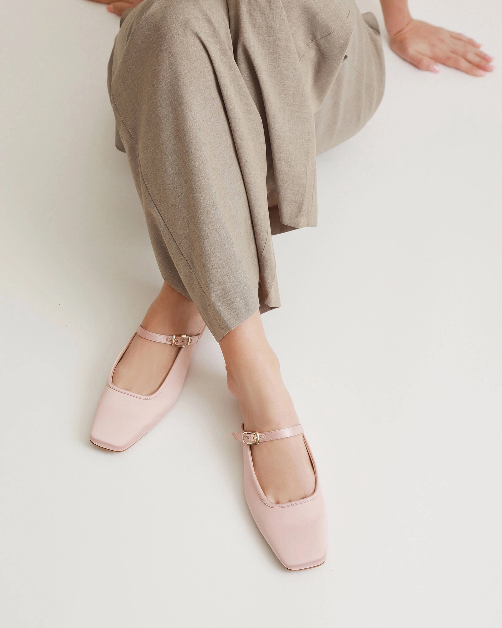 Sammy Dress Flats Blush Satin Bold Comfort
