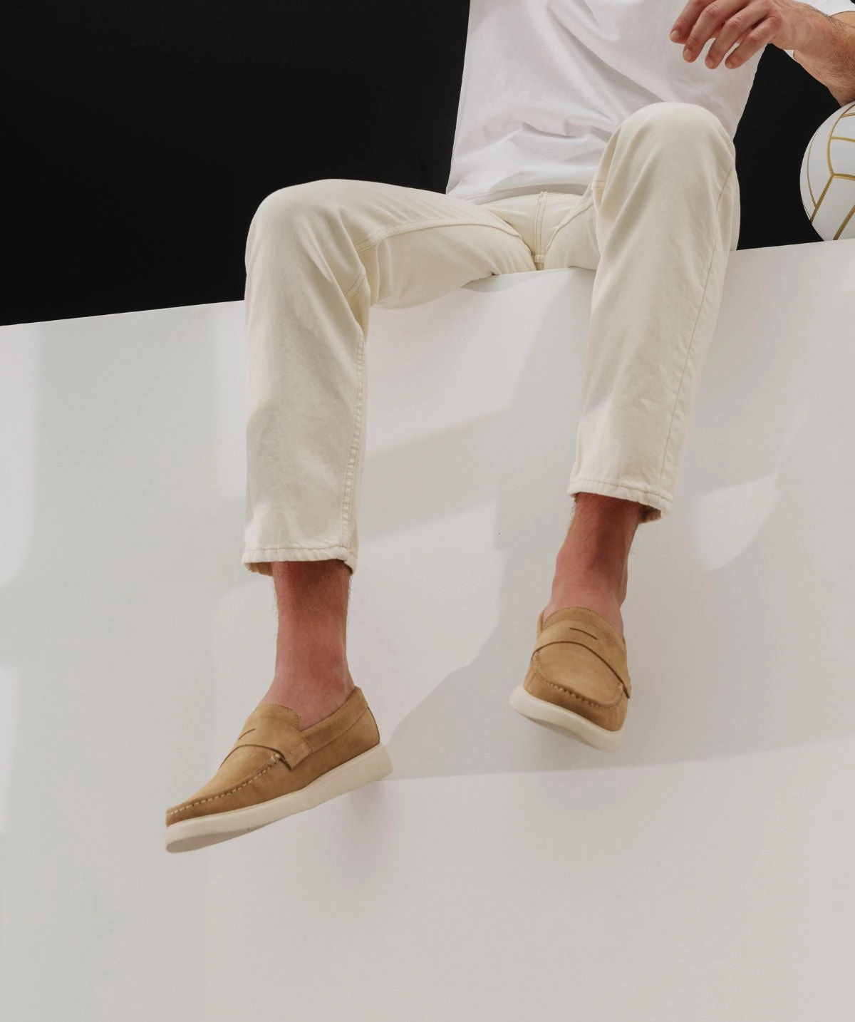 Seasonal Updates Acapulco Moccasin In Sand Calfskin Suede