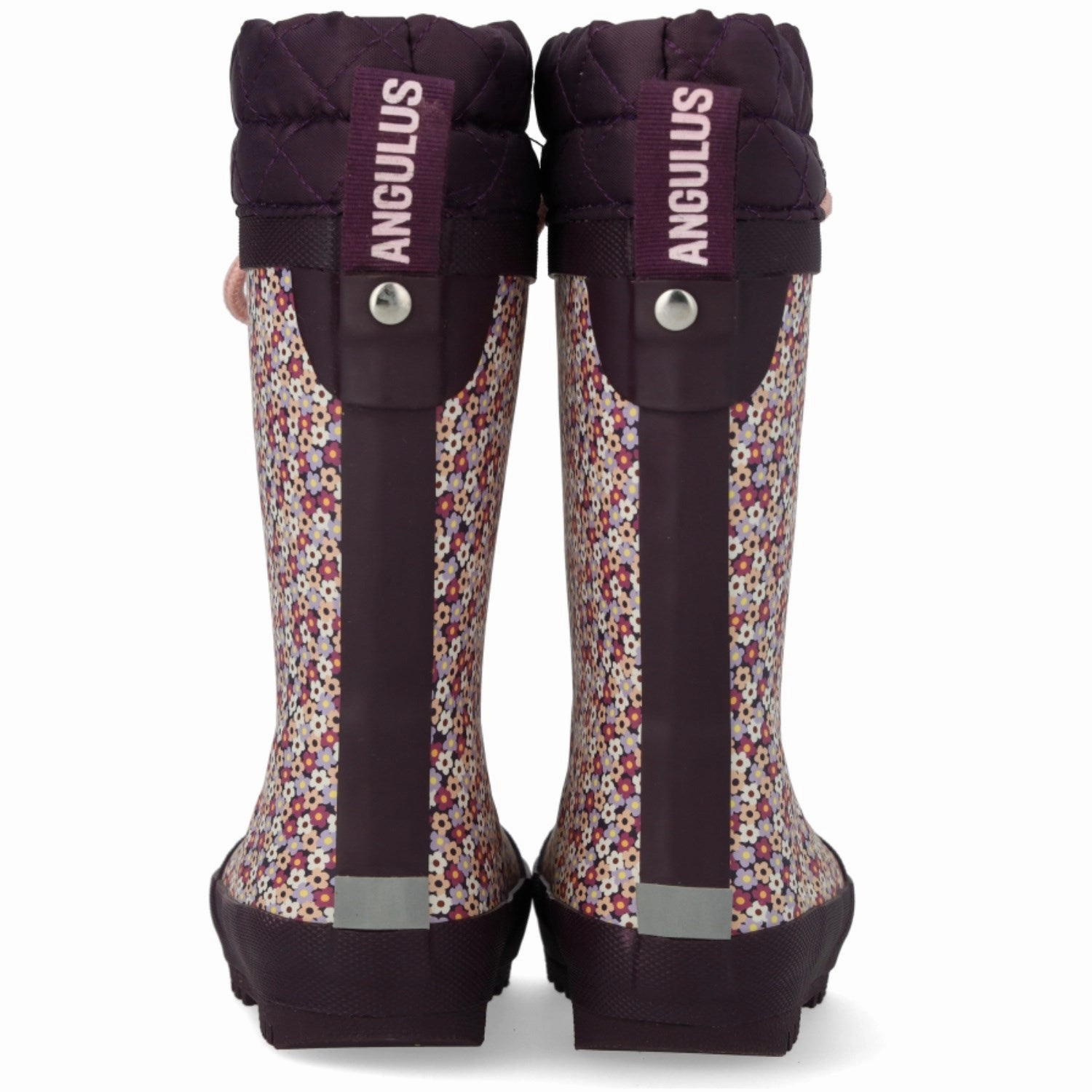 Angulus Flowers/Aubergine Rubber Boot Med Woolfor Move Clean Motion Living