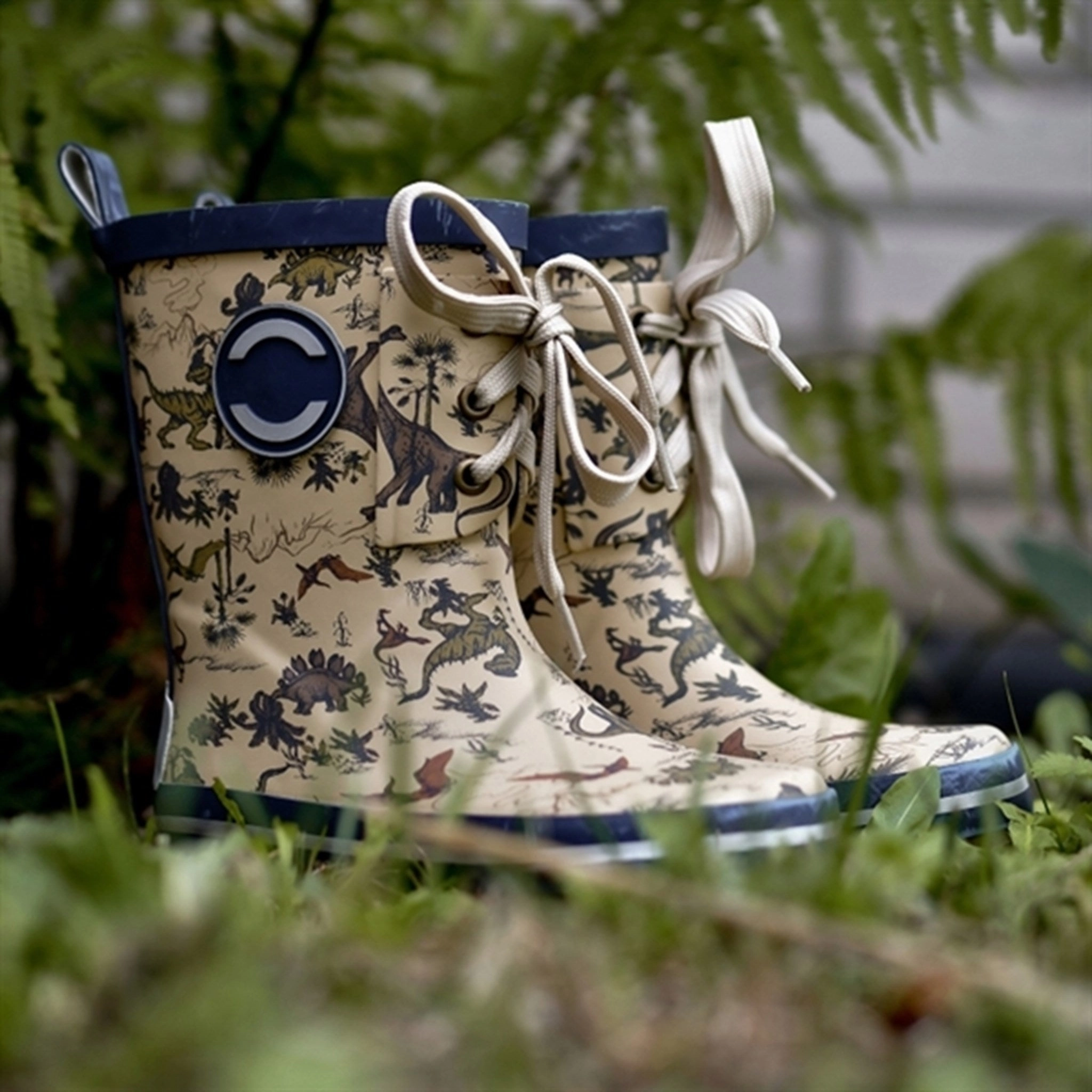 Mikk-Line Rubber Boots Print Olive Gray Bold Details Beyond The Basics