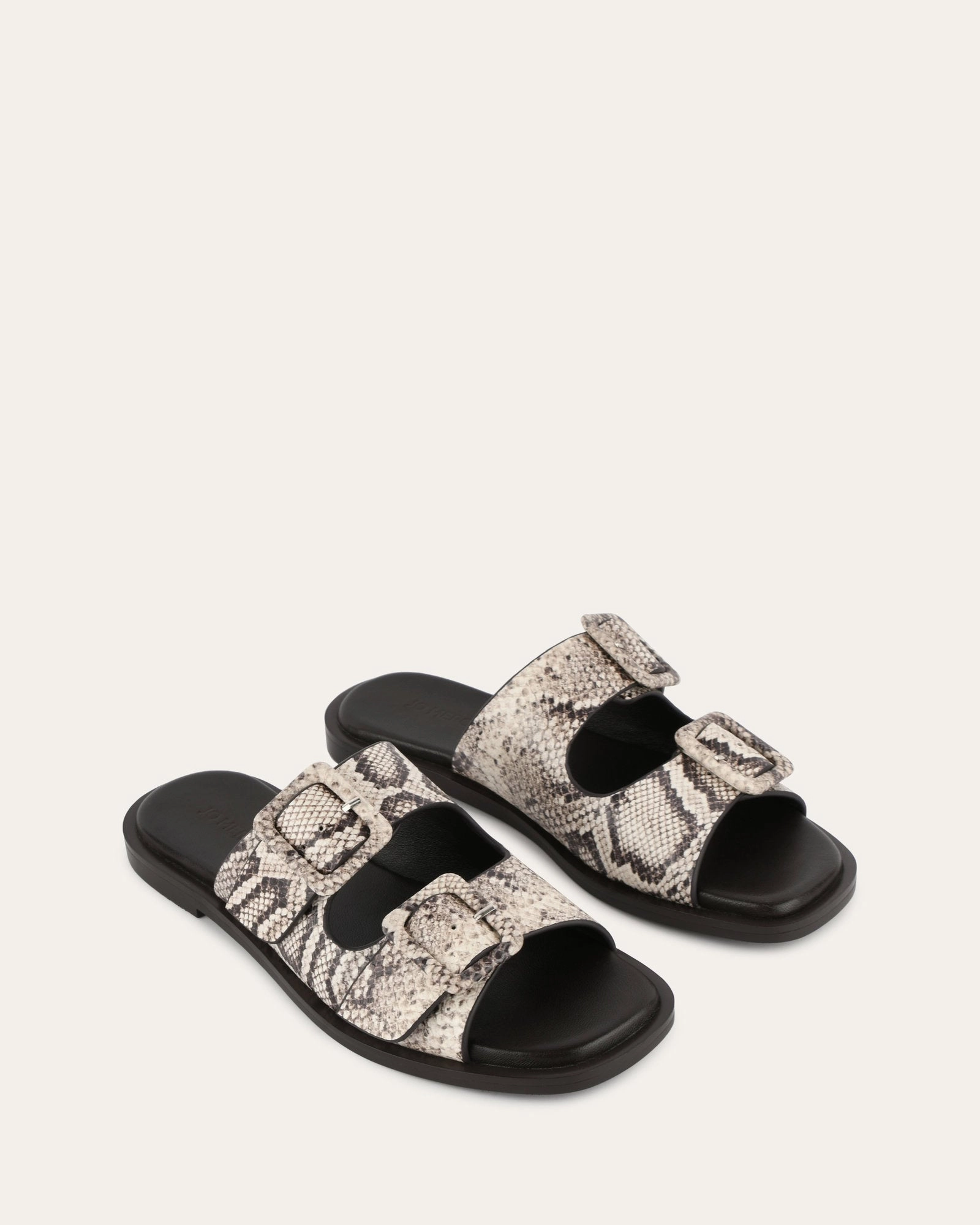 Sebastian Flat Slide Natural Snake Print Leather Flex And Fit