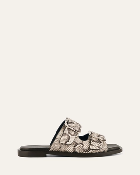 Seasonal Updates Sebastian Flat Slide Natural Snake Print Leather