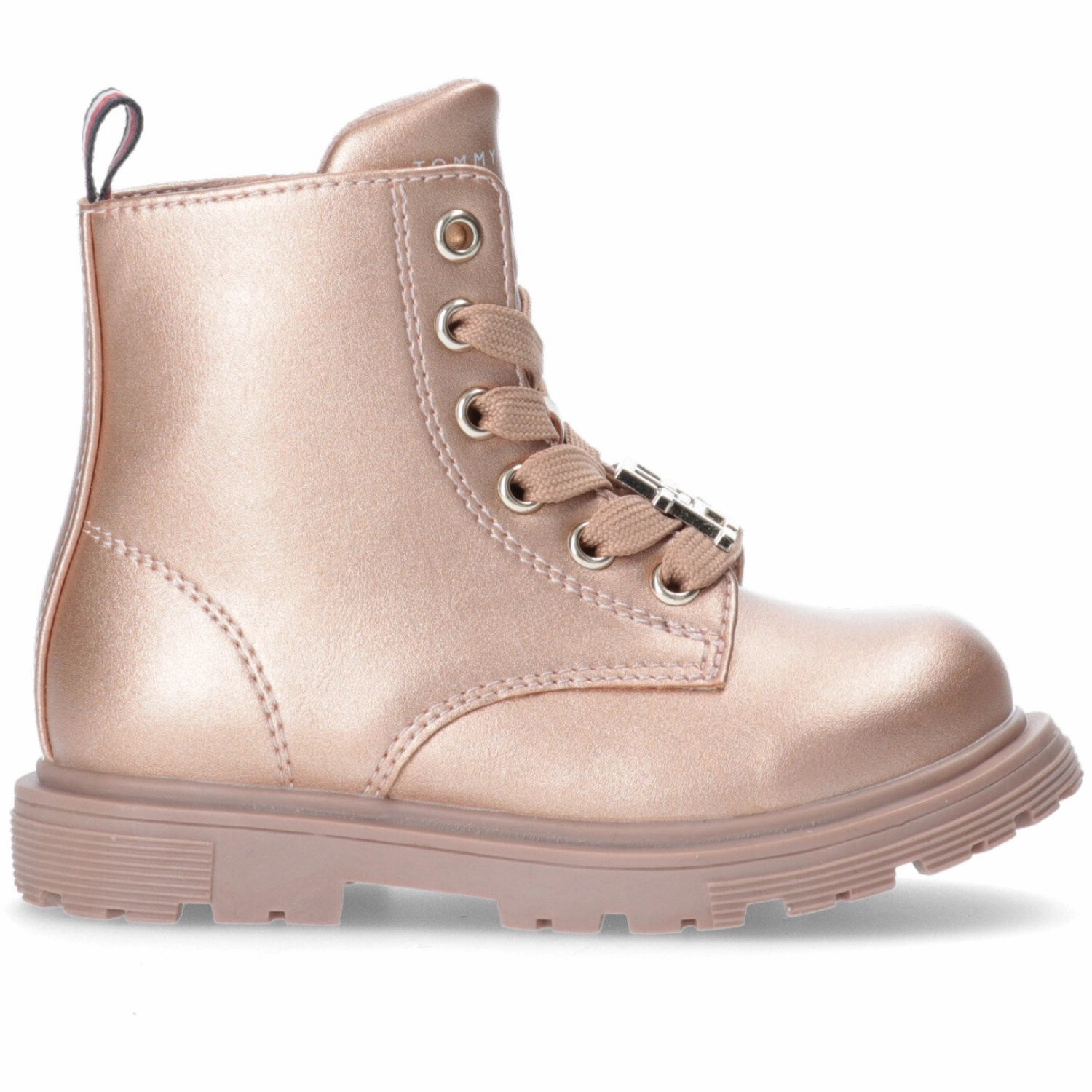 Tommy Hilfiger Rose Gold Lace-Up Bootie Modern Casuals Effortless Edge