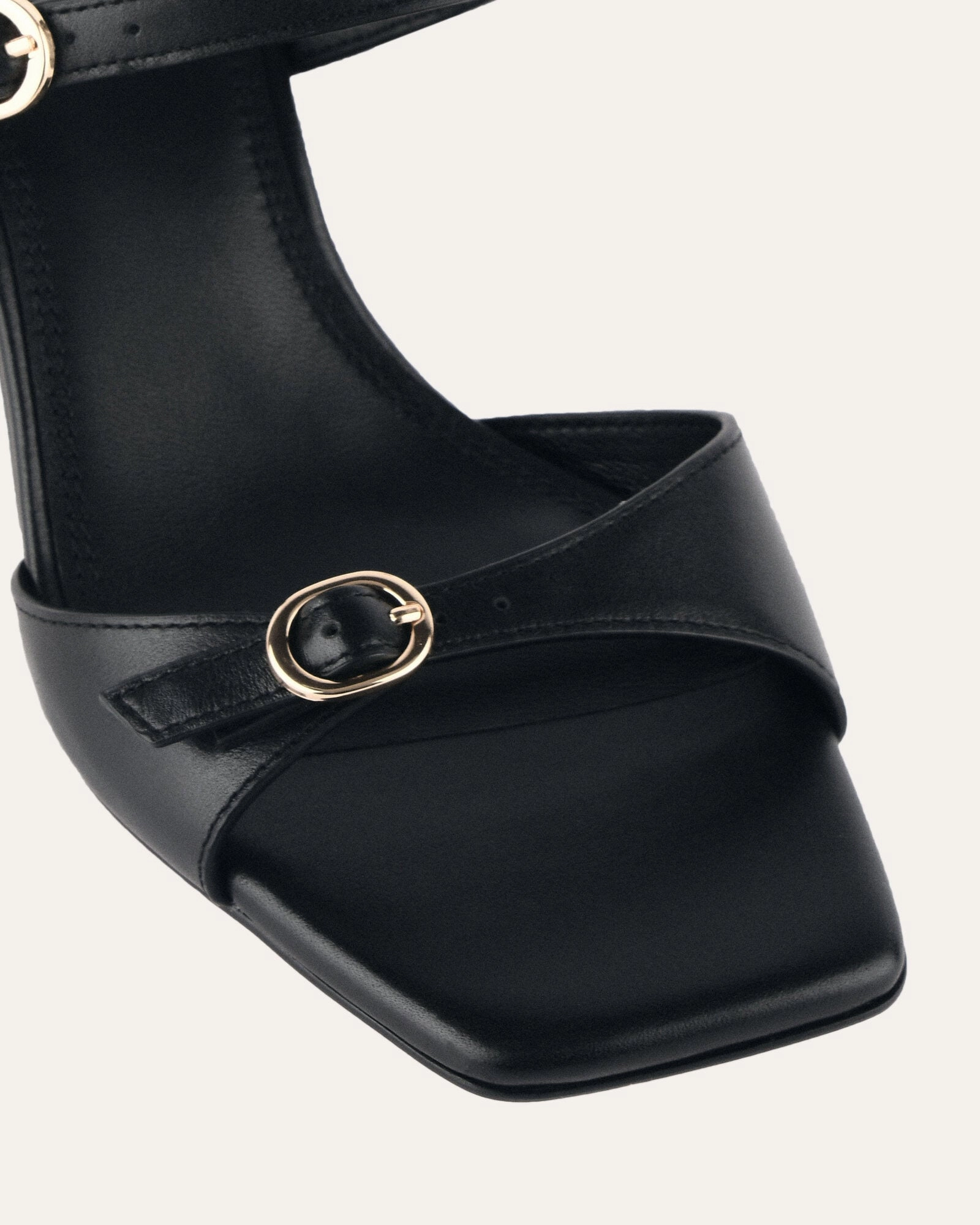 Spencer Mid Heel Sandals Black Leather Anyday Style