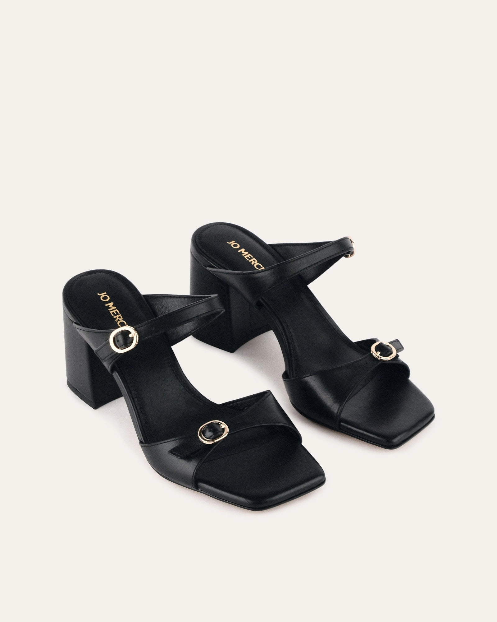 Core Function Spencer Mid Heel Sandals Black Leather