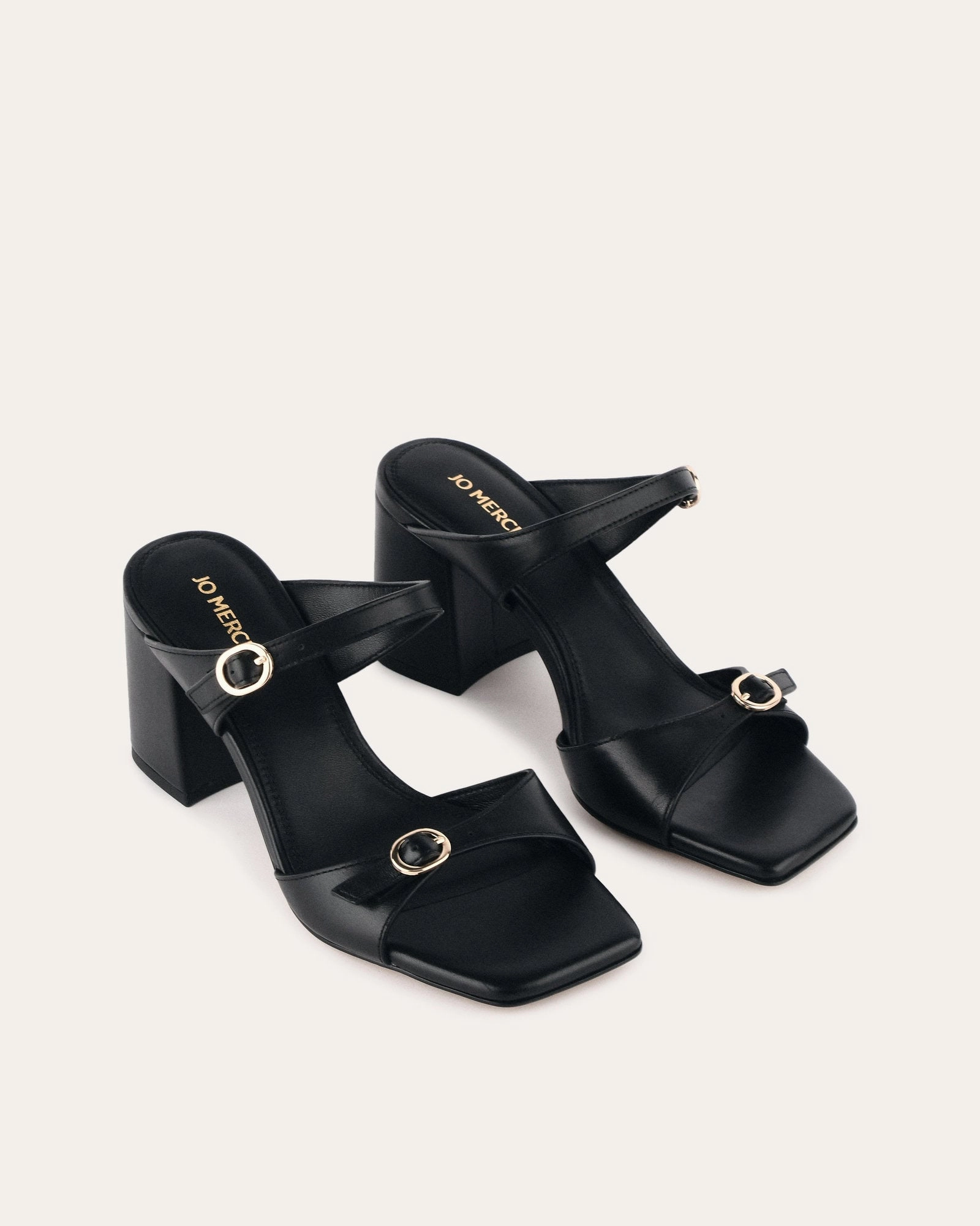 Freedom Dressed Spencer Mid Heel Sandals Black Leather
