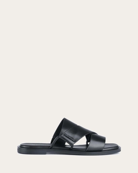Shelby Flat Slides Black Leather City-Functional Streamline-Ready