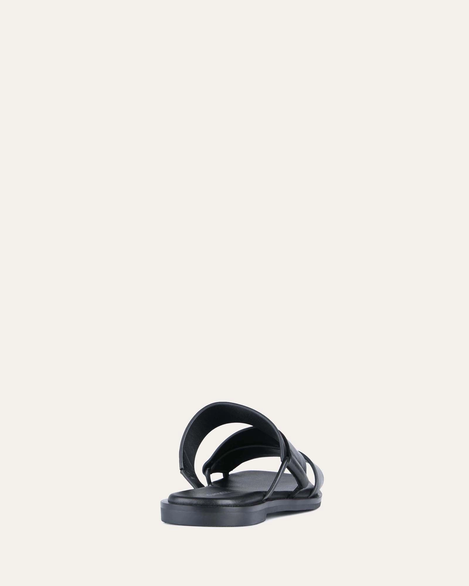 Shelby Flat Slides Black Leather Mindful Motion Ease-Ready