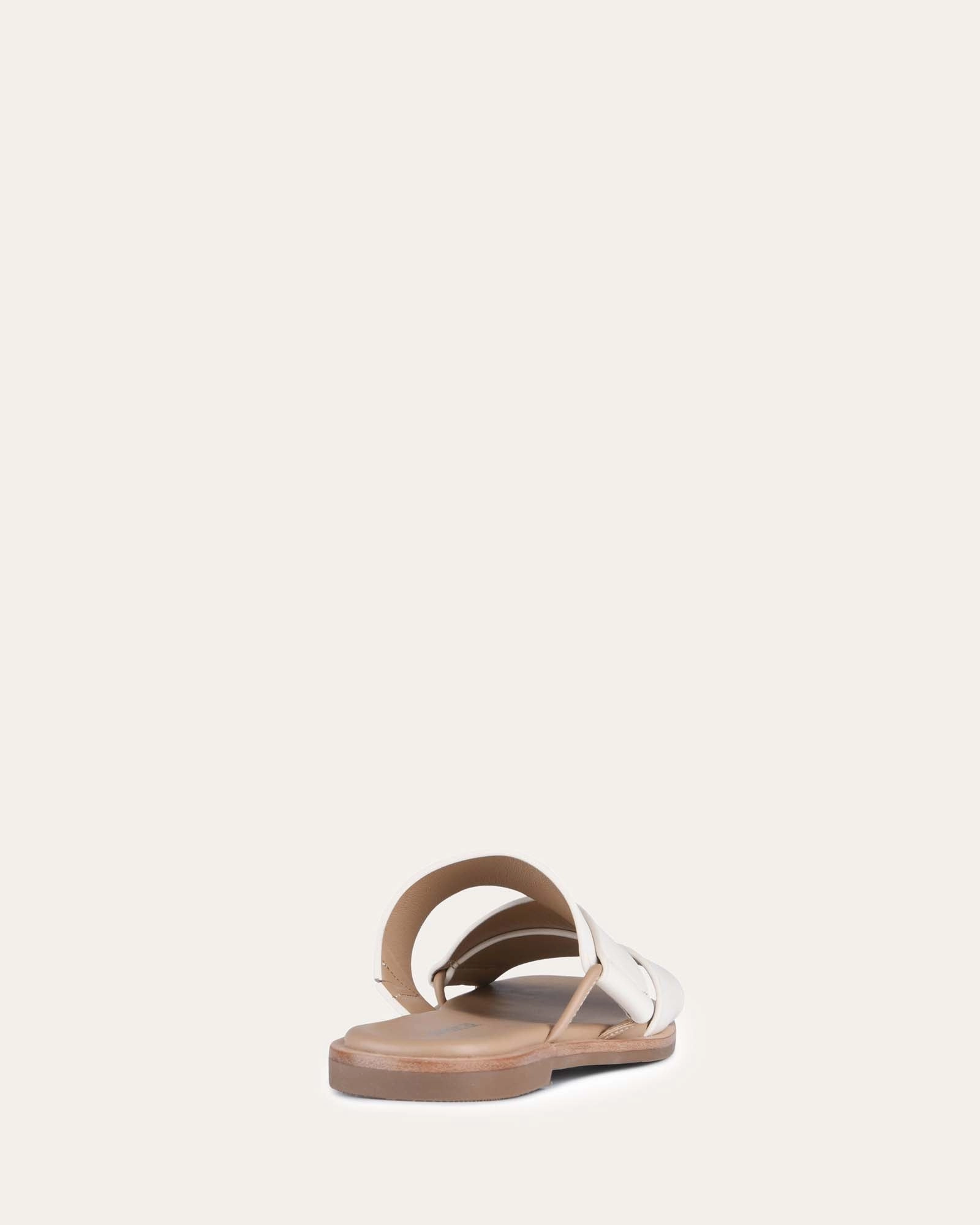 Shelby Flat Slides Off White Leather Modern Movement Gear Bold And Clean