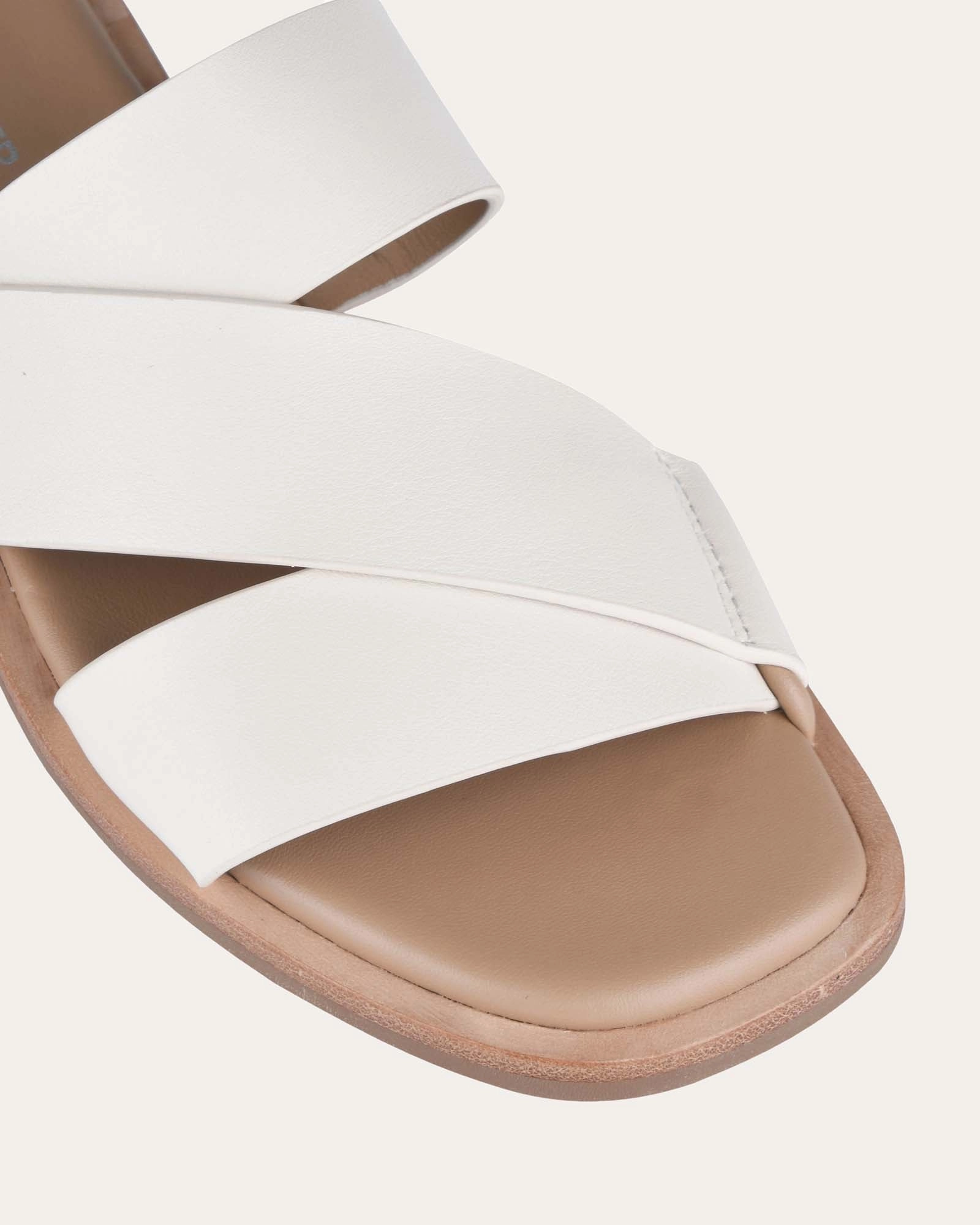 Designed For Fluidity Shelby Flat Slides Off White Leather
