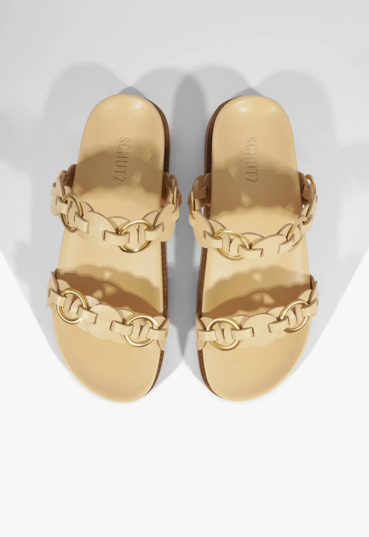 Selina Beige Leather Sporty Sandal Engineered Casual Clean-Styled