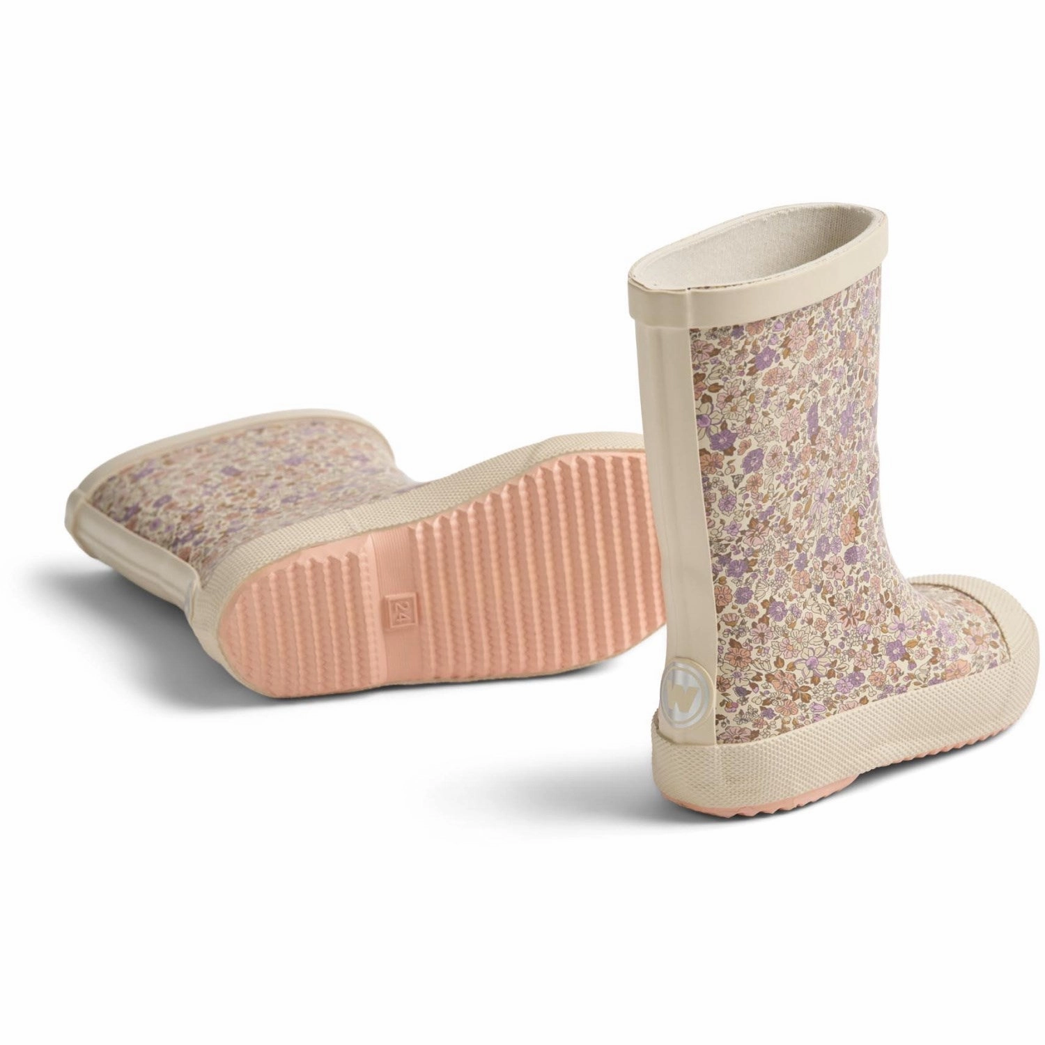 Simplify Style Wheat Lilac Flower Meadow Rubber Boot Muddy
