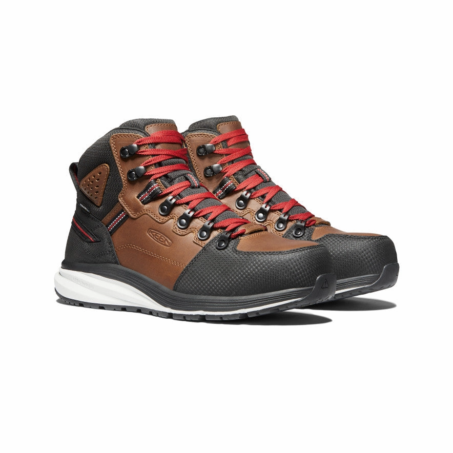 Inspired By Rhythm Forward-Looking Fit Men'S Red Hook Waterproof Boot (Carbon Toe)  |  Tobacco/Black