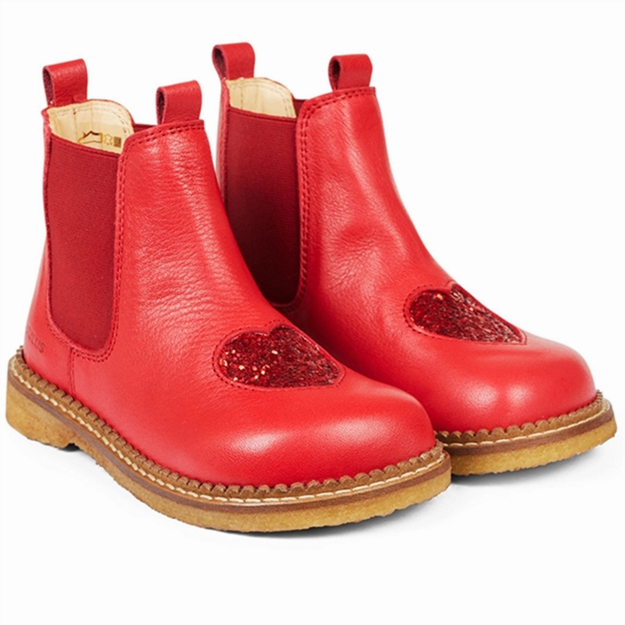 Downtown Vibe Urban Lifestyle Angulus Chelsea Boots With Heart Red/Red Glitter/Red Elastic