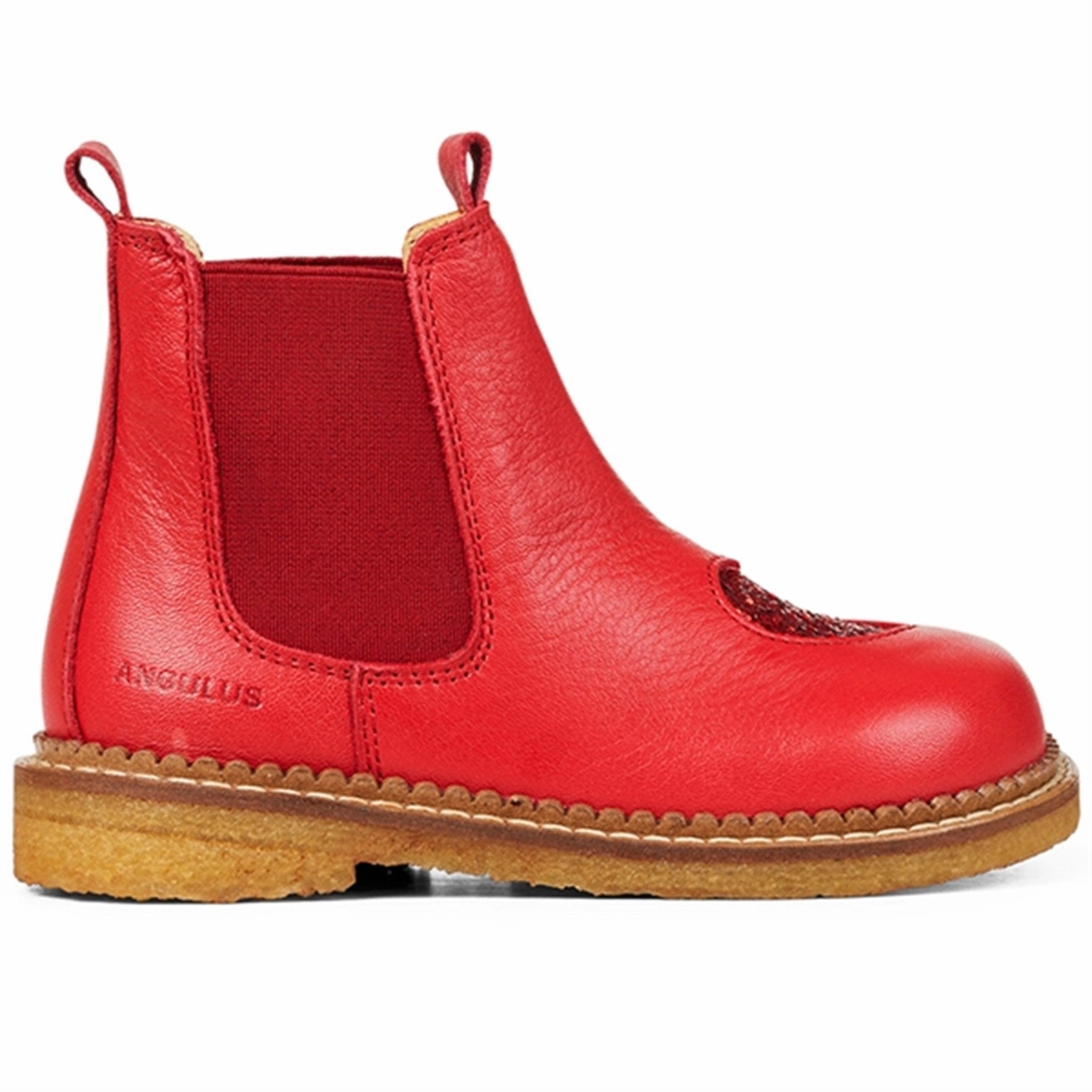 Contemporary Vibes Angulus Chelsea Boots With Heart Red/Red Glitter/Red Elastic