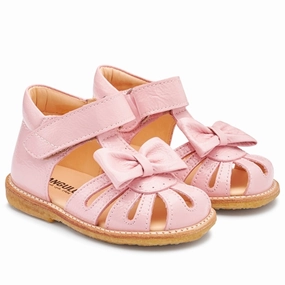 Angulus Starter Sandal W. Bow And Velcro Rose Quiet Statement