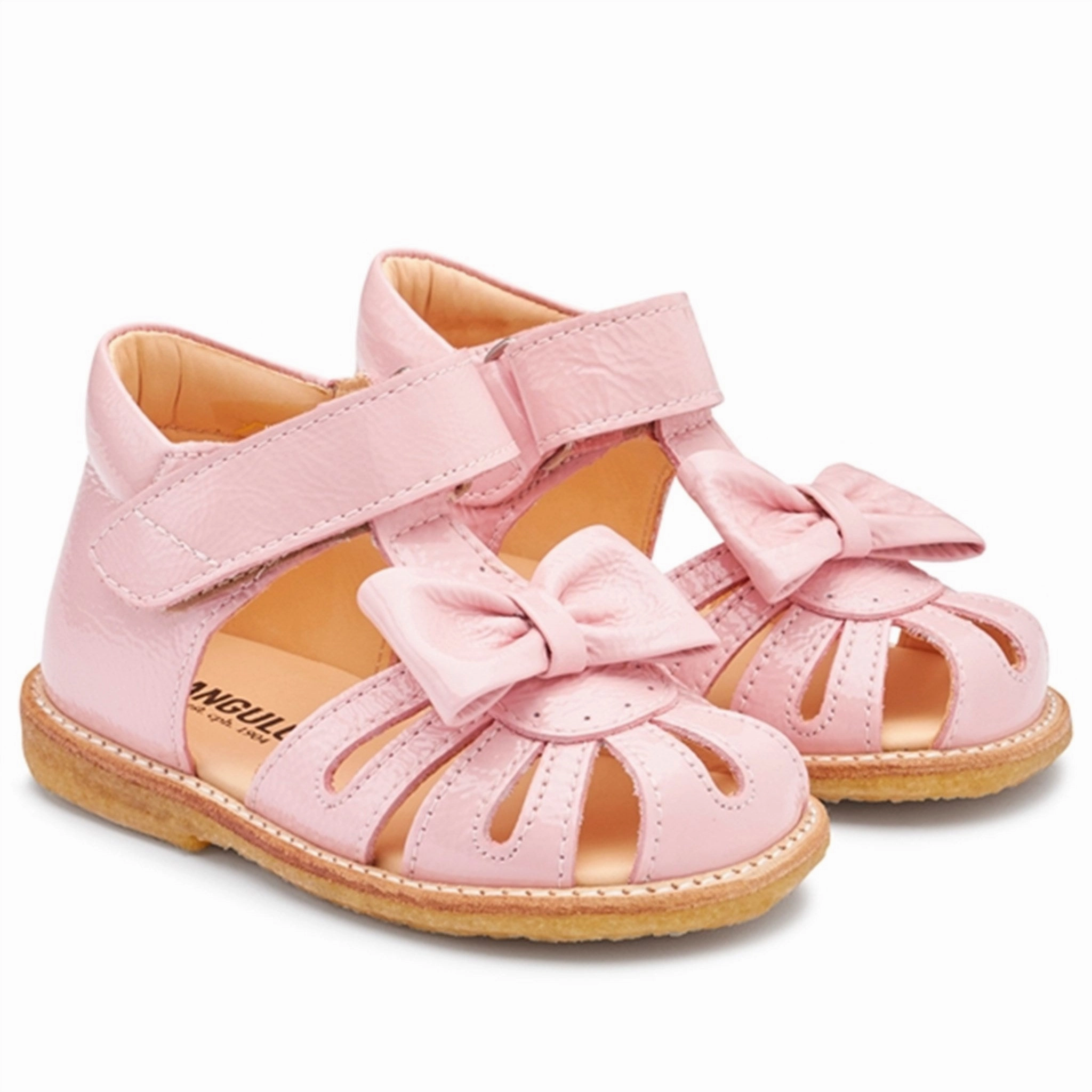 Angulus Starter Sandal W. Bow And Velcro Rose Quiet Statement