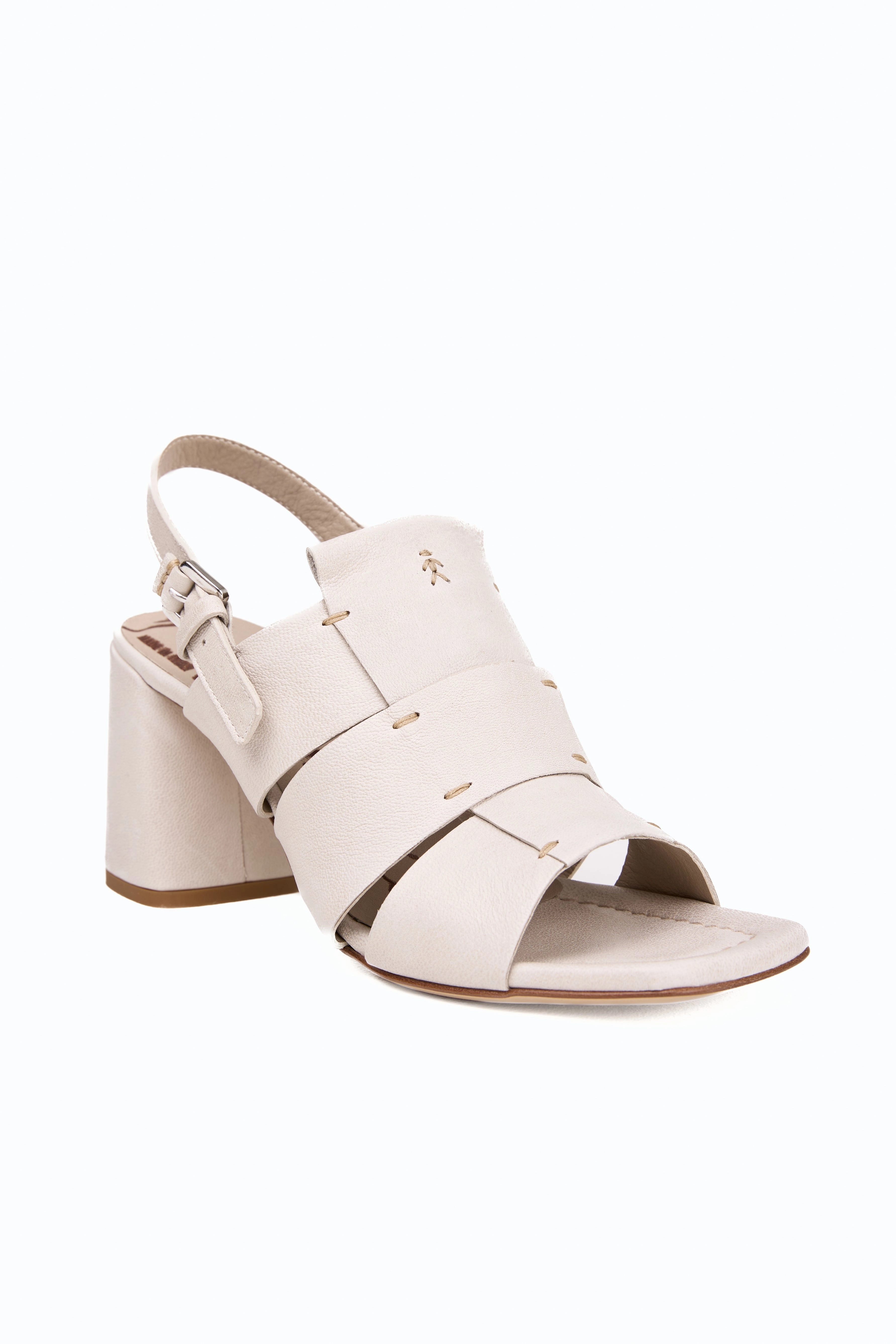 Old Iron Leather Heel Sandal In Beige City-Functional