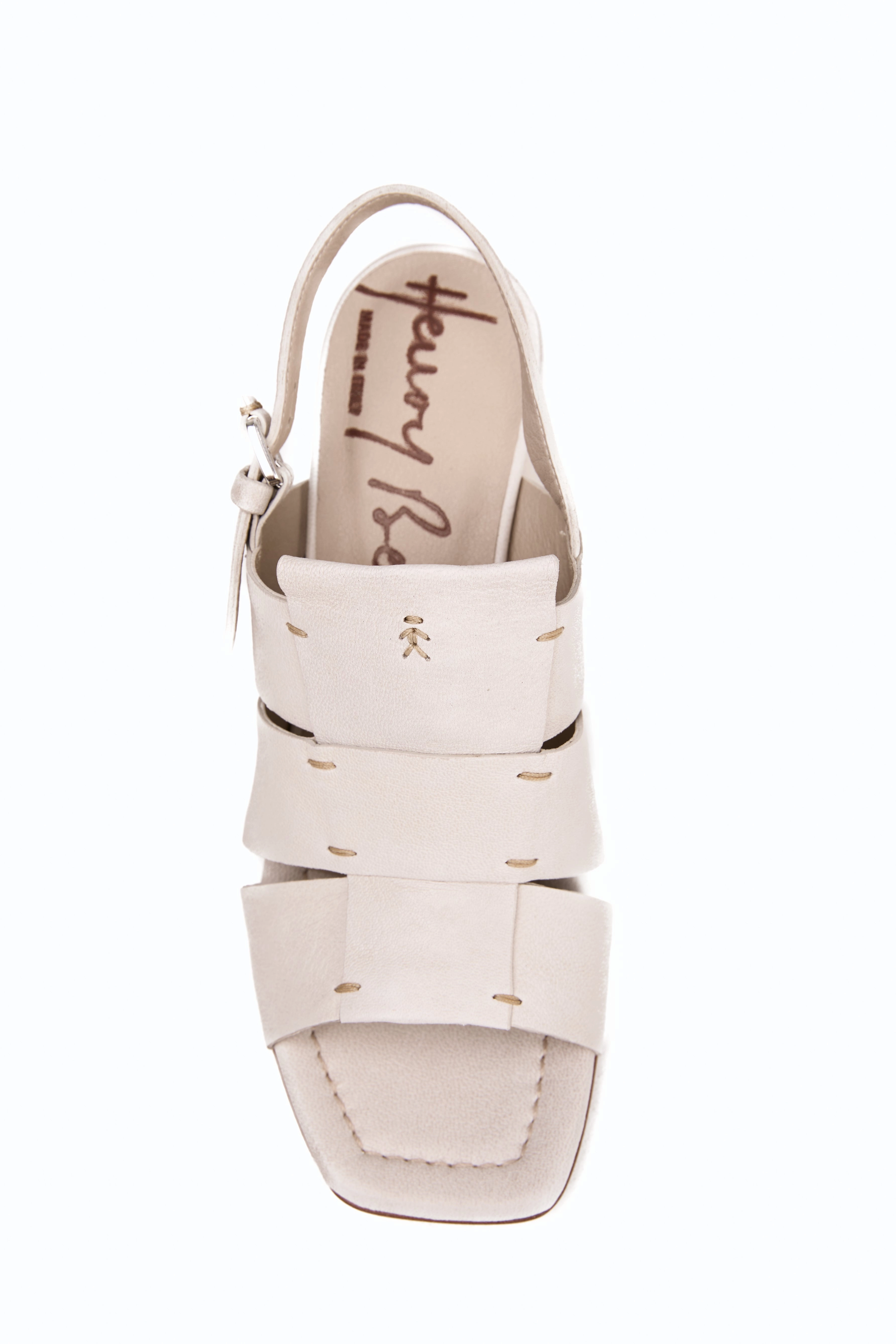Old Iron Leather Heel Sandal In Beige Smooth Silhouettes