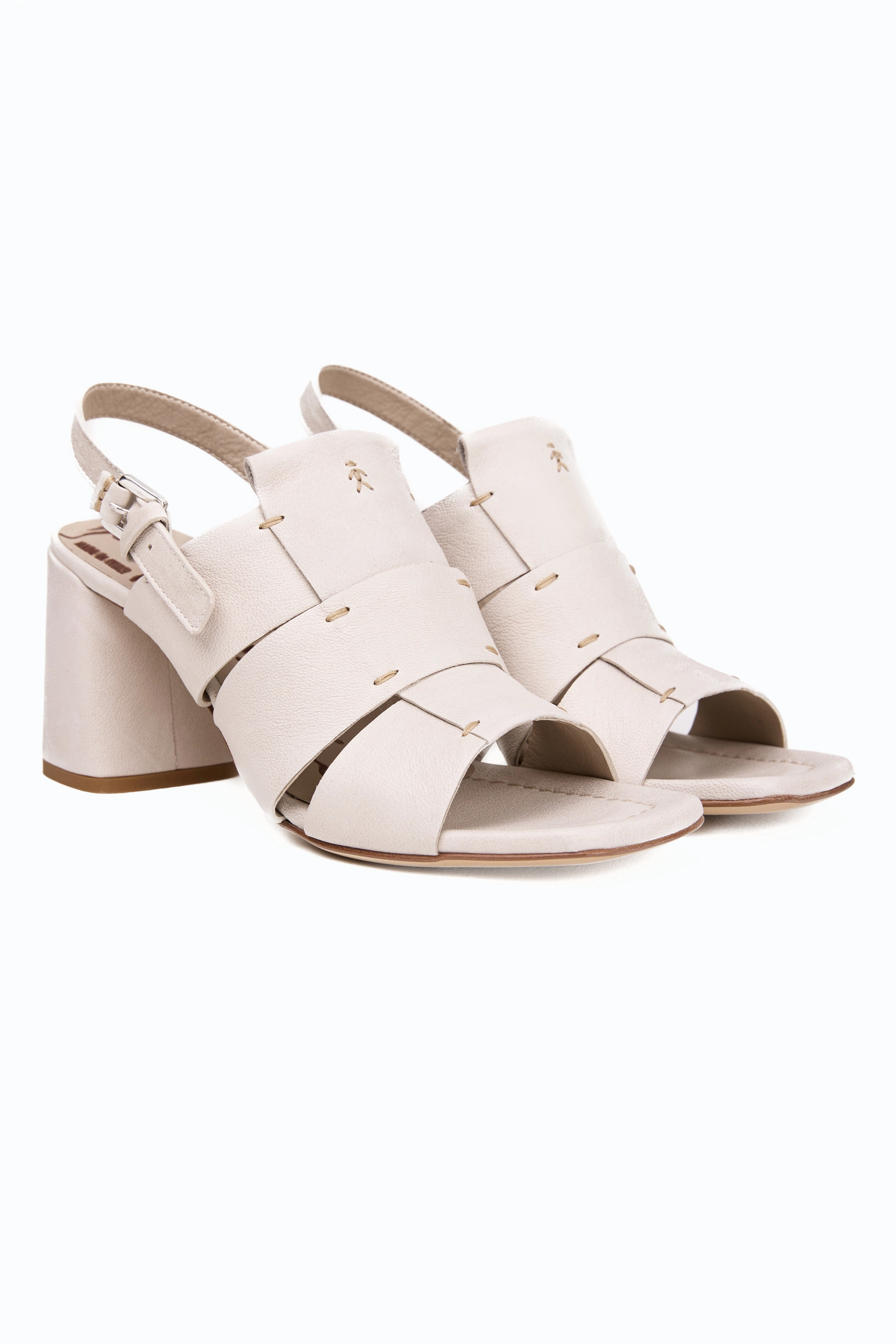 Old Iron Leather Heel Sandal In Beige Layer Mindset