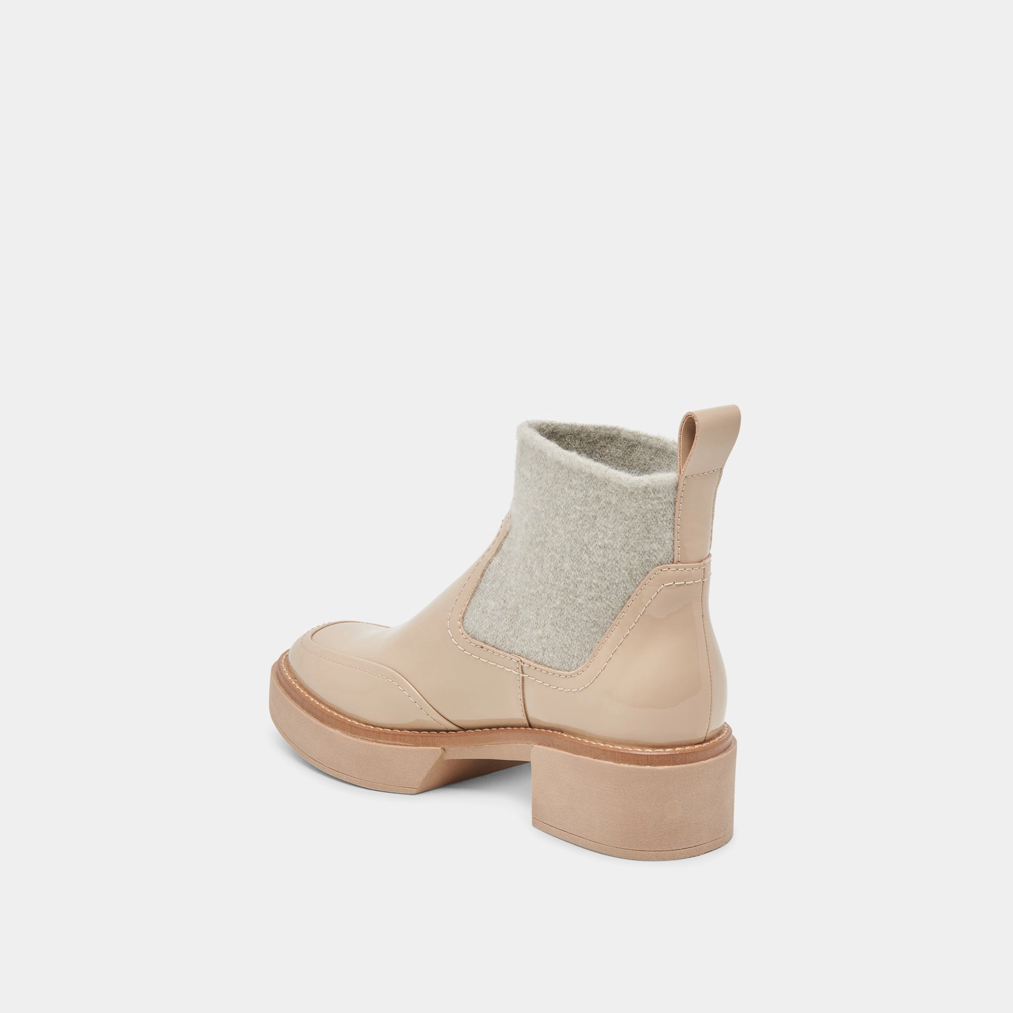 Essentials In Motion Your Everyday Edge Saline H2O Wide Booties Dune Crinkle Patent