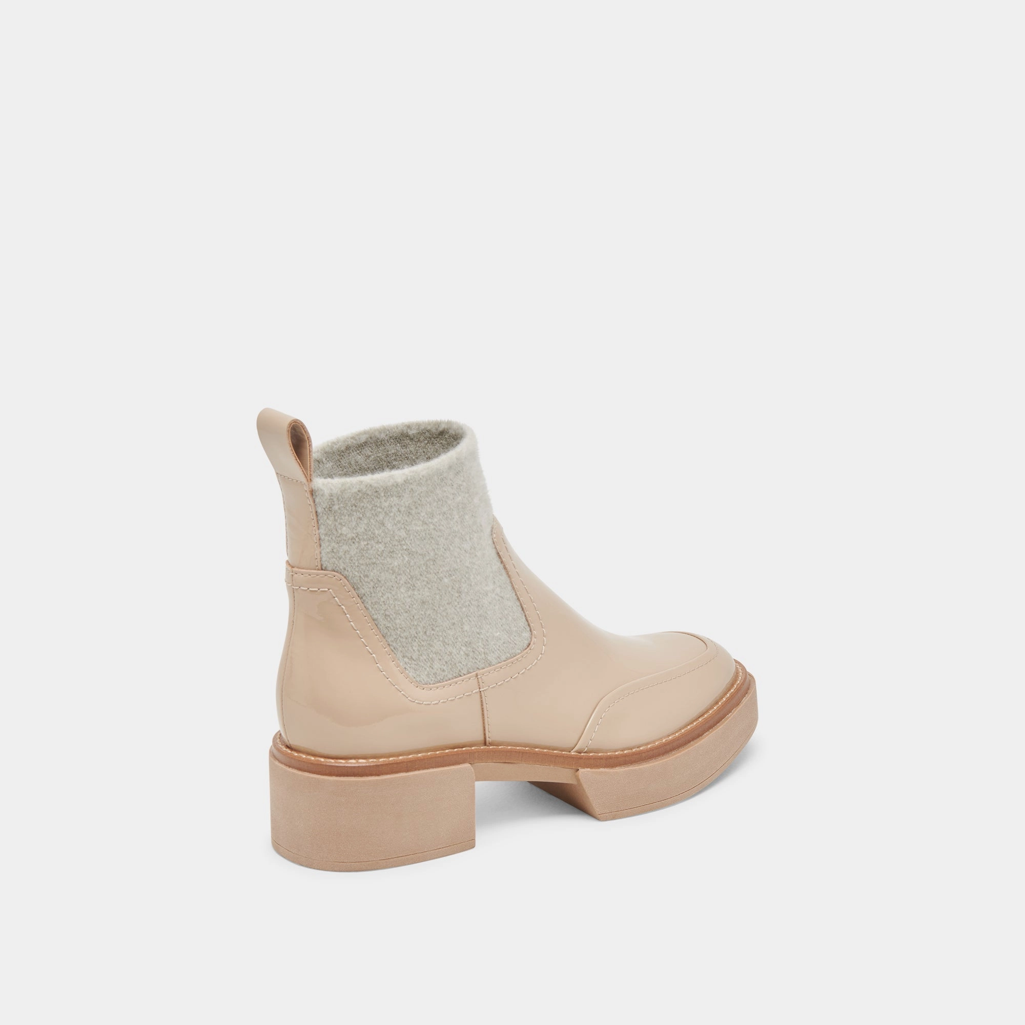 Saline H2O Wide Booties Dune Crinkle Patent Effortless Utility