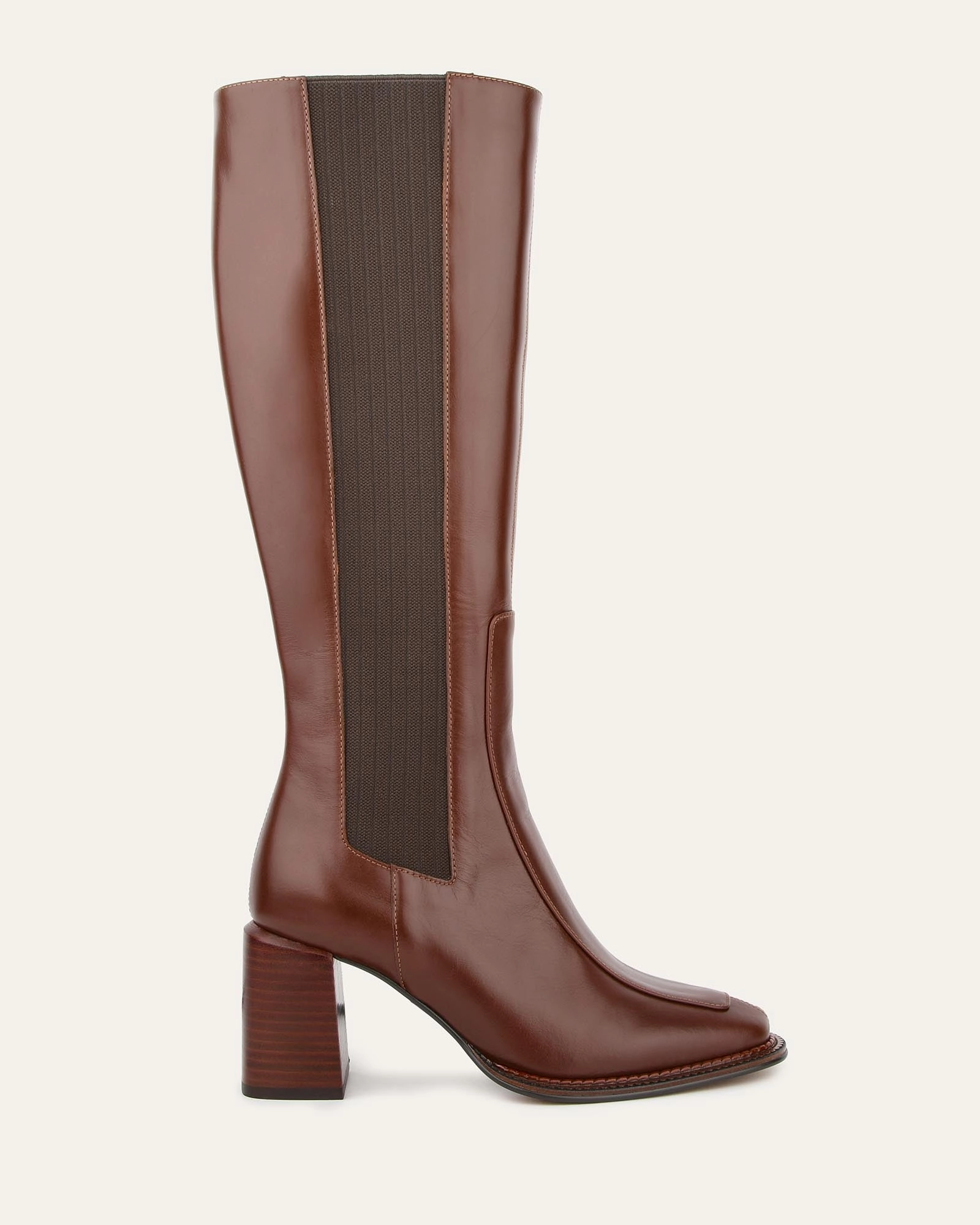 Divine Knee Boots Dark Choc Leather Subtle Tone Future-Light