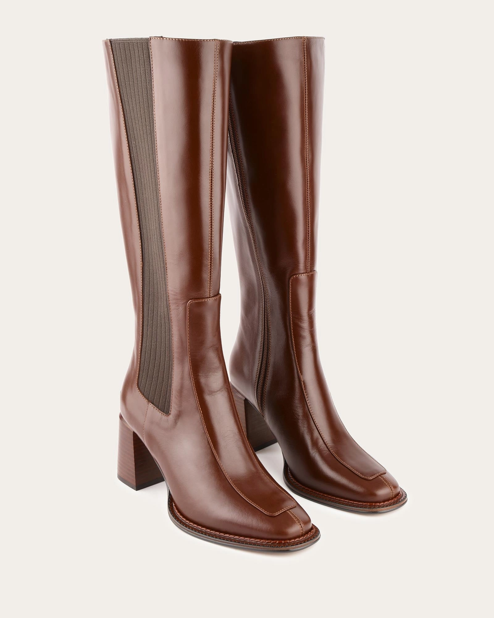 Divine Knee Boots Dark Choc Leather Sleek Routine Relaxed Core