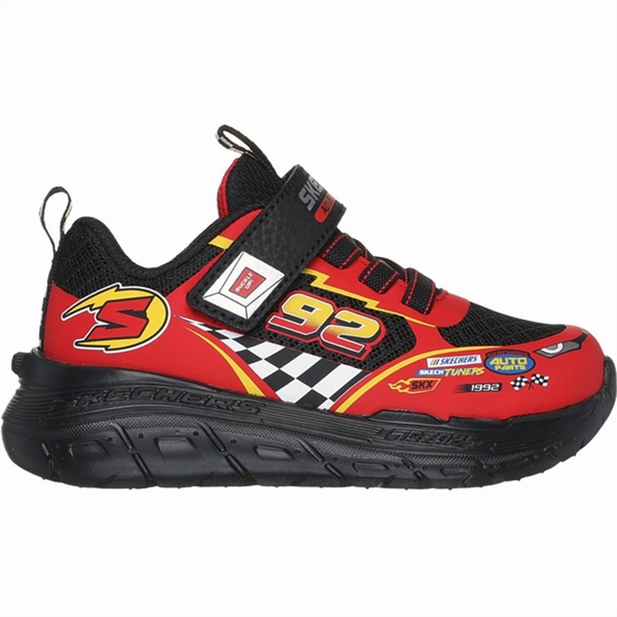 Less Is Bold Sleek Comfortwear Skechers Boys Skech Tracks Sneakers Black Red