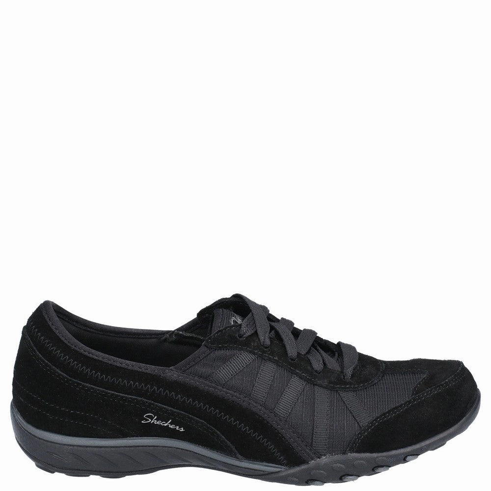 Skechers Breathe-Easy-Weekend Wishes Suede & Mesh Lace Up Trainer Subtle Performance Modern Build