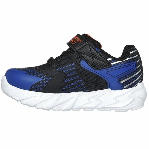 Curated City Crafted Minimal Skechers Flex Glow Bolt Sneakers Black Blue