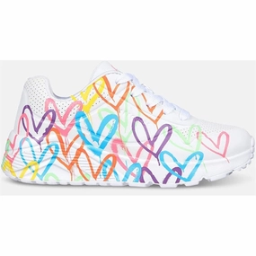 Skechers Girls Uno Sneakers Lite Spread The Love White Multicolor Your City System