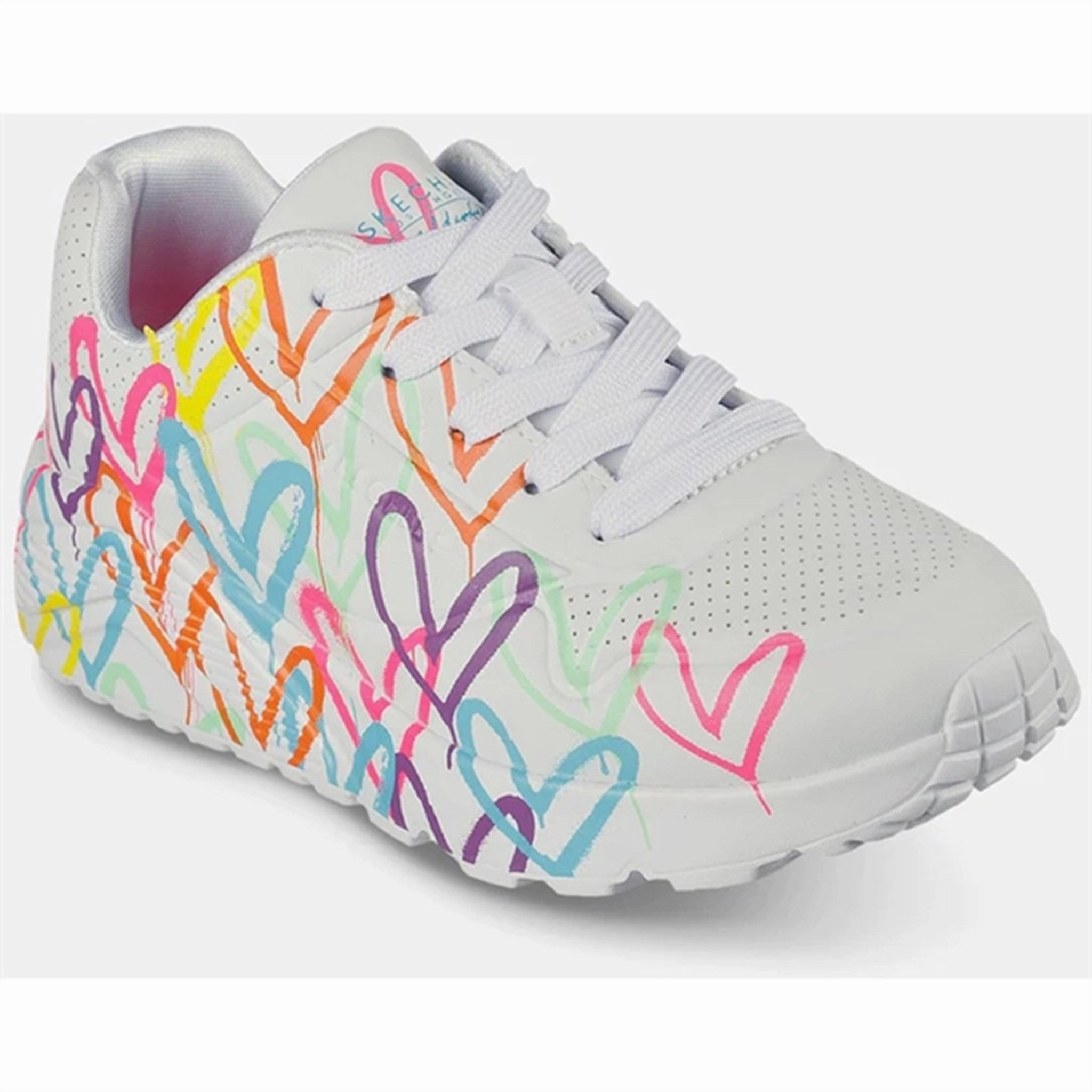 Skechers Girls Uno Sneakers Lite Spread The Love White Multicolor Adaptable Pieces