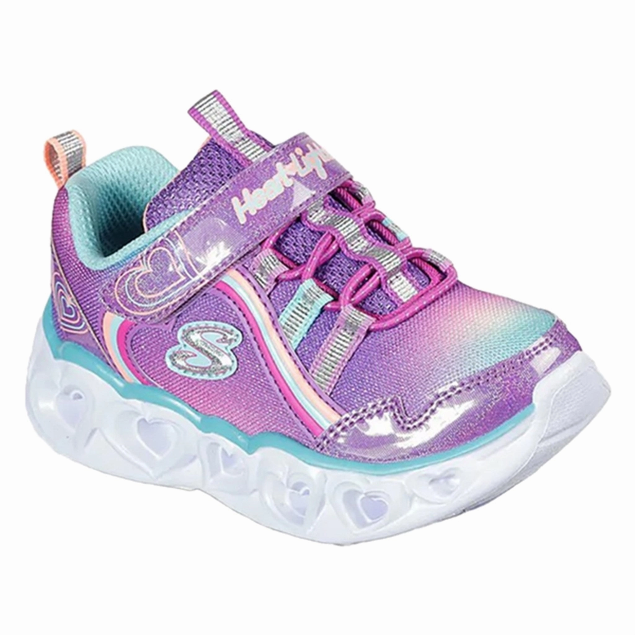 Flowwear Design-First Skechers Hearts Lights Sneakers Rainbow Lux Purple Multicolor