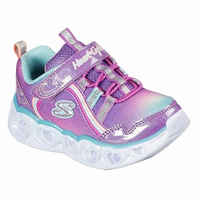 Flowwear Design-First Skechers Hearts Lights Sneakers Rainbow Lux Purple Multicolor