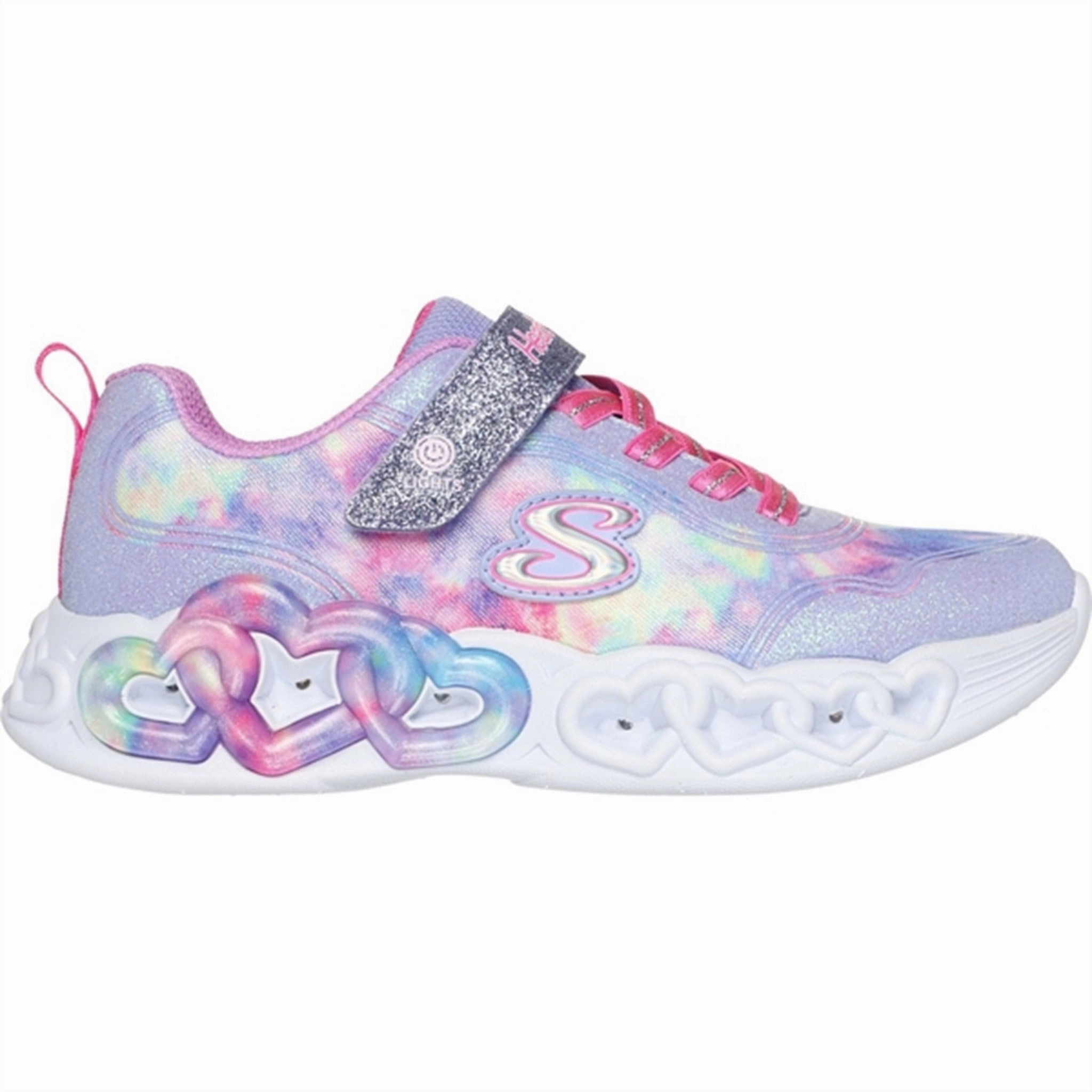 Skechers Infinite Heart Lights Cloud Dye Print Sneakers Lavender Multicolor Go-Anywhere Style