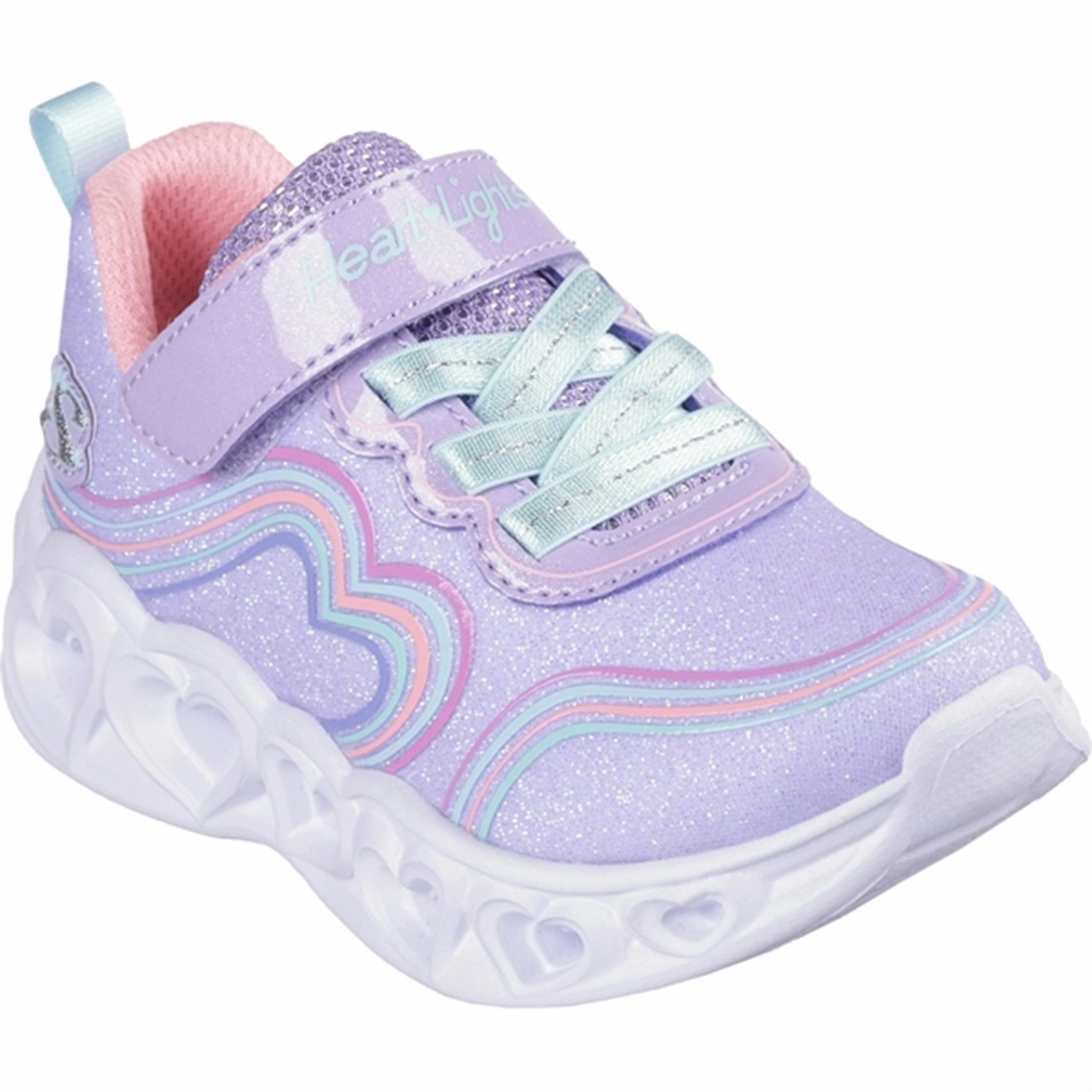 Skechers Lighted Hearts Sparkle Sneakers Lavender Multicolor Modular Motionwear