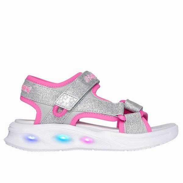 Fresh Drop Built To Breathe Skechers Sola Glow Sandal Silver Hot Pink