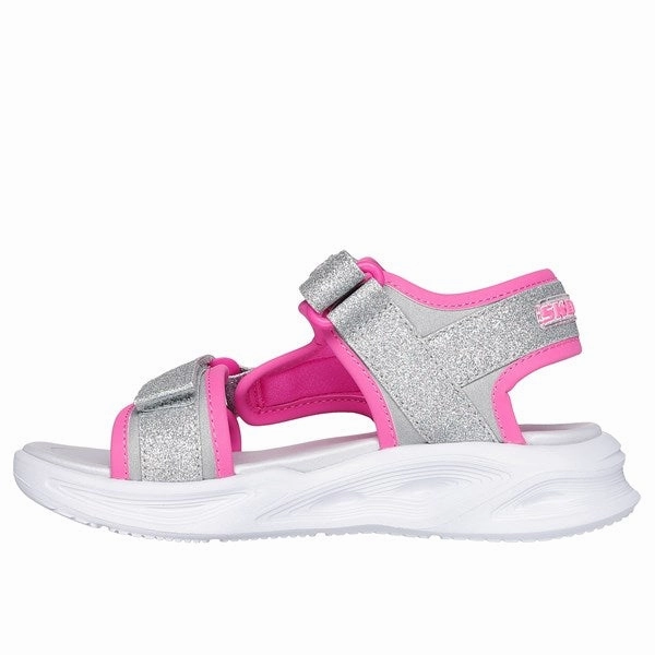 Essential Uniform Your Fit System Skechers Sola Glow Sandal Silver Hot Pink
