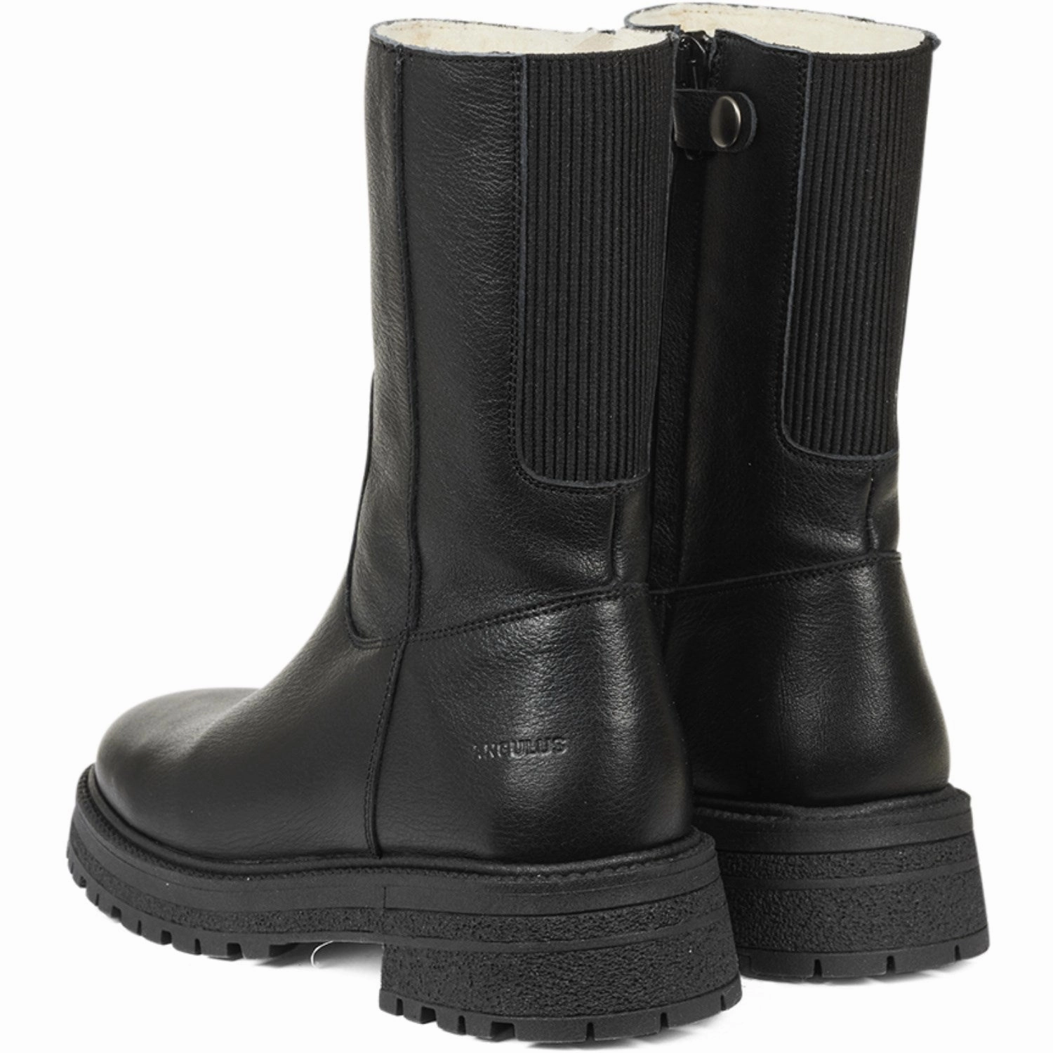 Angulus Black/Black Mid-Cut Boot With Elastic And Zipper Street Form Calm Aesthetic