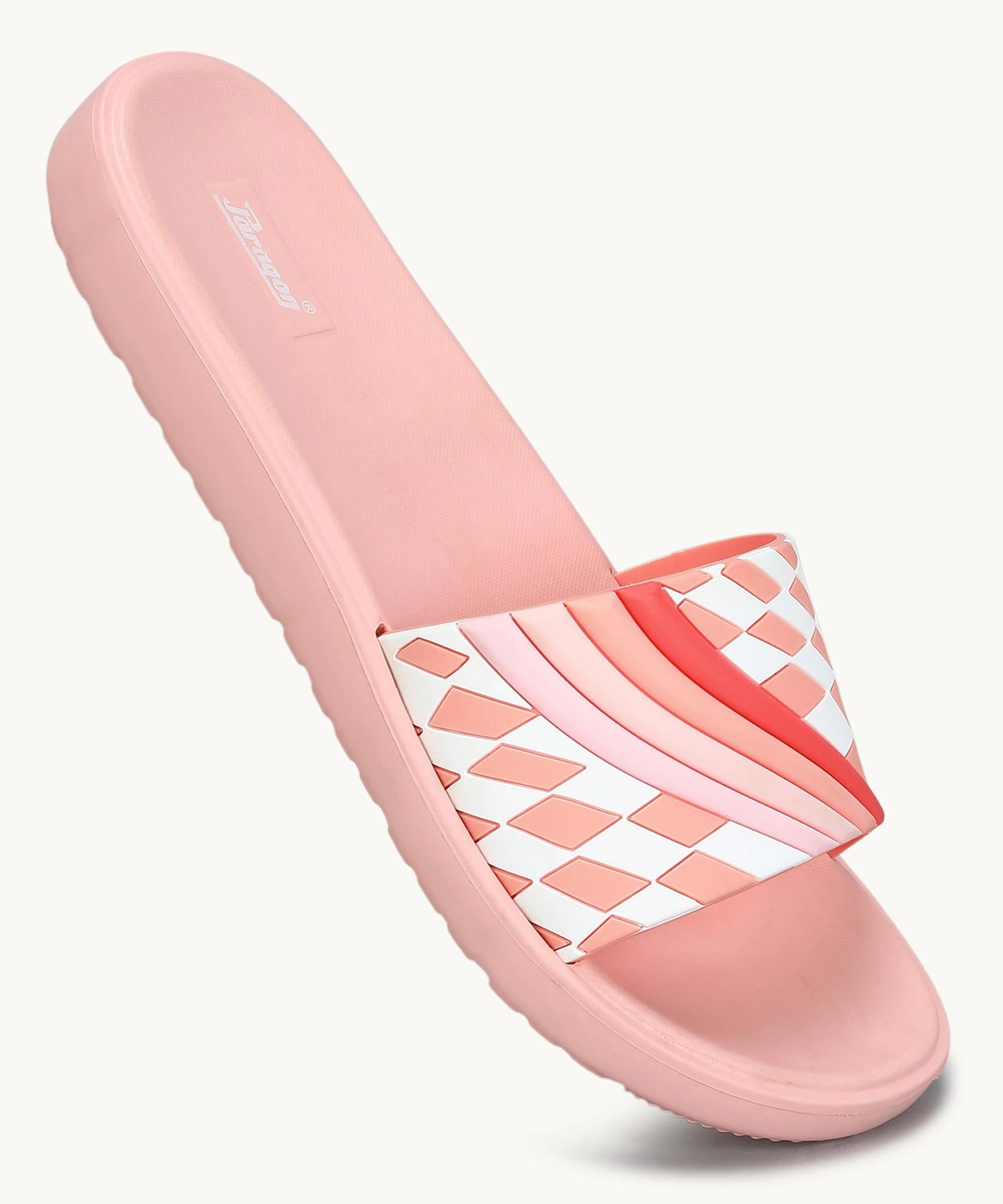 Sleek Citywear Paragon Women'S Peach Sliders With Cushioned Sole For Everyday Use