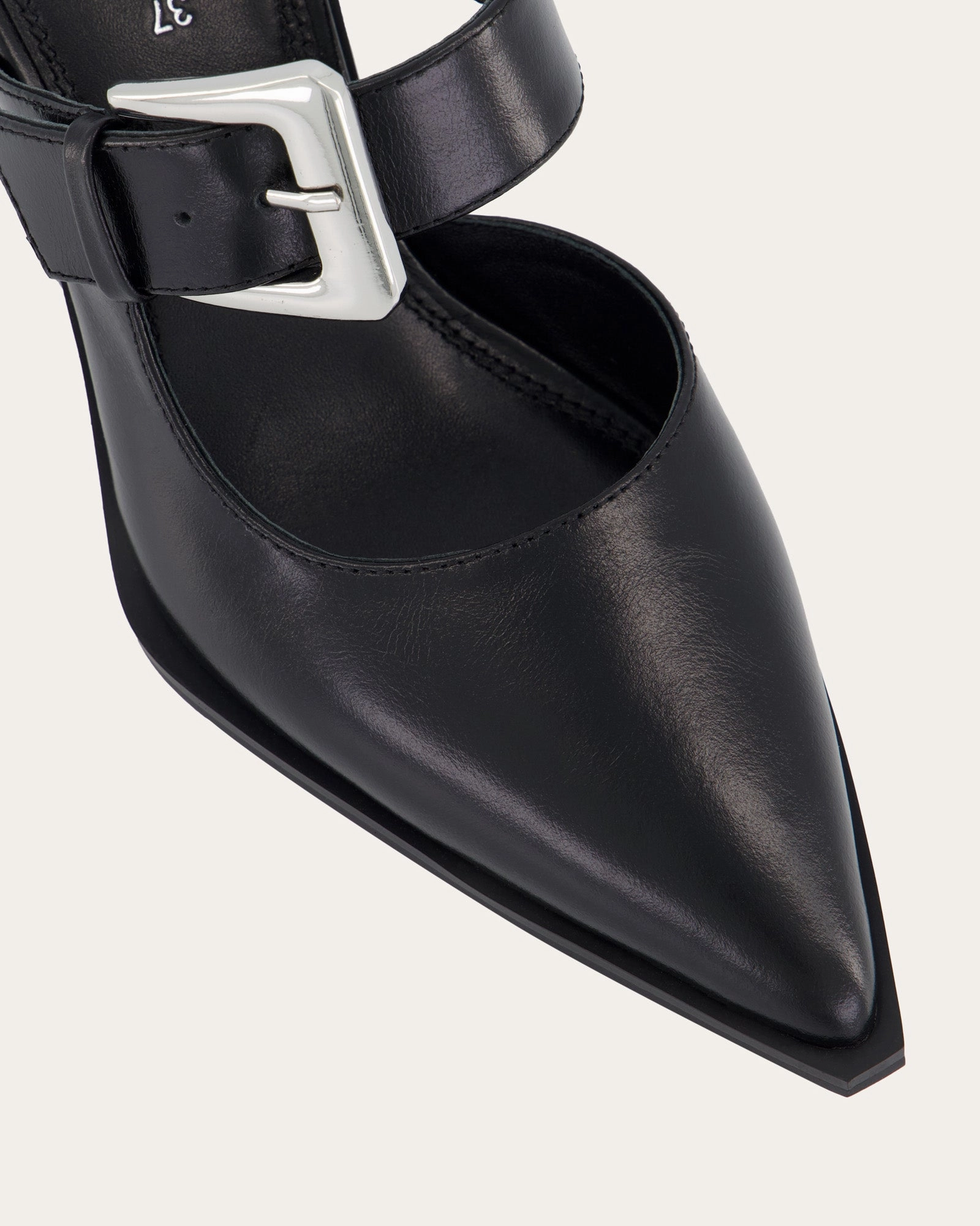 Flossy Mid Heels Black Leather Modular Design
