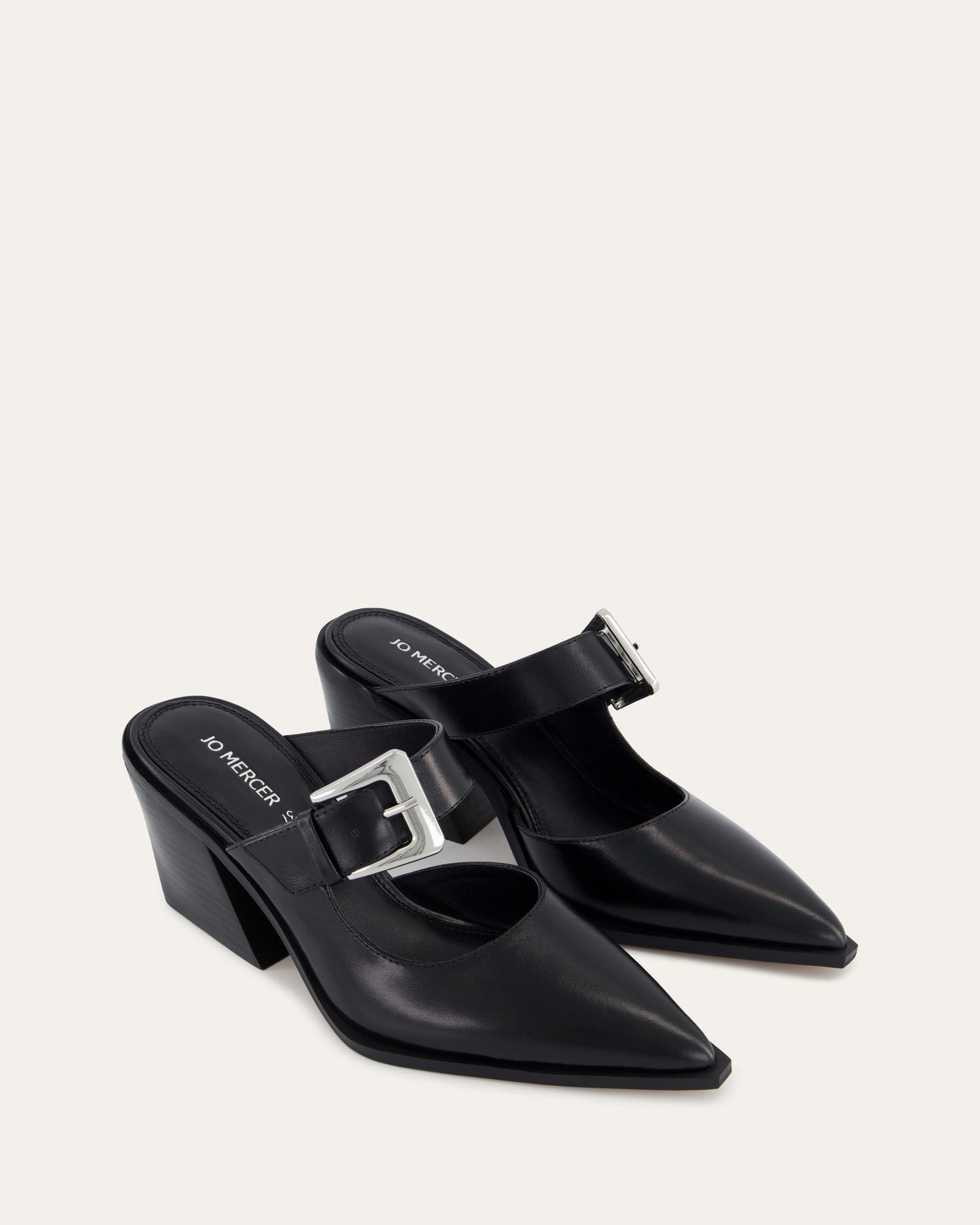 Flossy Mid Heels Black Leather Rhythmic Comfort Dynamic Layerwear