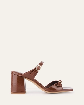 Modular Minimalism Curated Looks Spencer Mid Heel Sandals Chestnut Patent