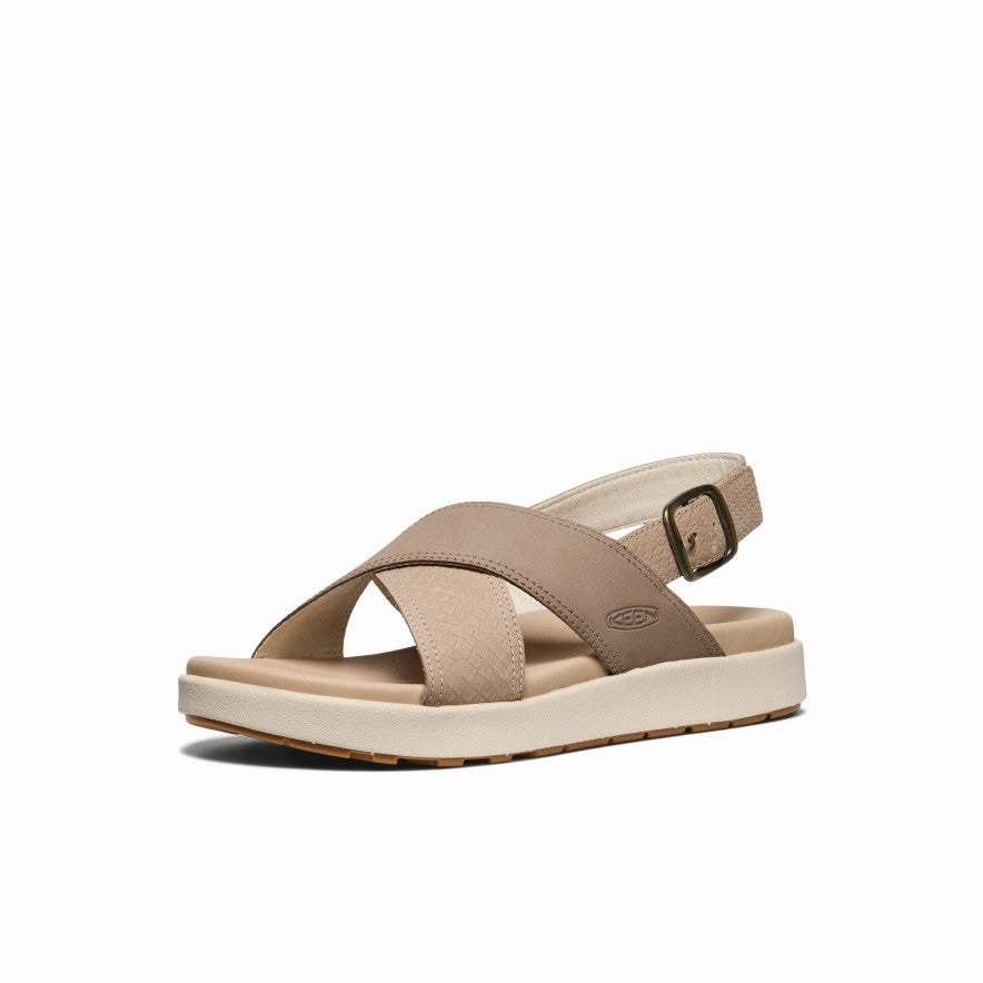 Freedom Fitted Daily Wear Women'S Elle Luxe Cross Strap Sandal  |  Plaza Taupe/Brindle
